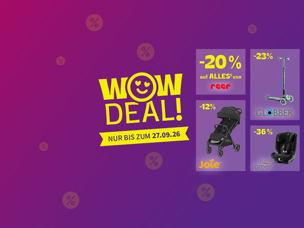 WOW Deal nur bis zum 27.09.26 Roller, Buggy, Autositz und -20% auf Reer