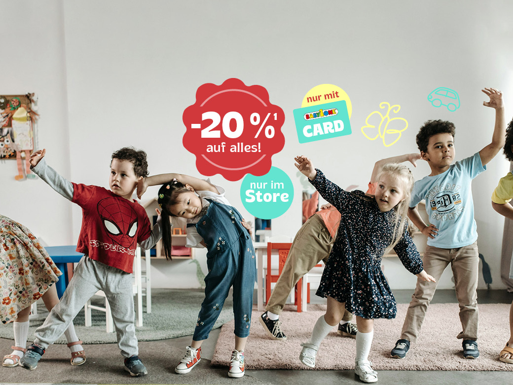 4 tanzende Kinder 20% Rabatt nur im Store mit Babyone Card