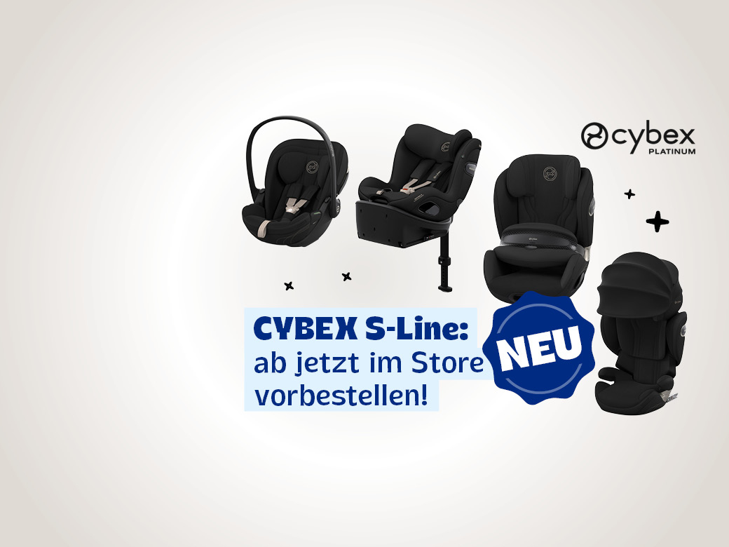 Cybex Platinum: Neu die Cybex S-Line: ab jetzt im Store vorbestellen! Kindersitze abgebildet.
