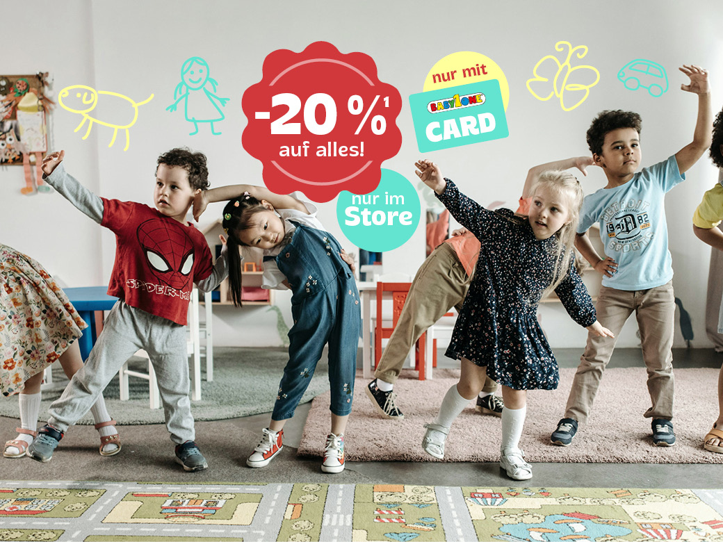 4 tanzende Kinder 20% Rabatt nur im Store mit Babyone Card