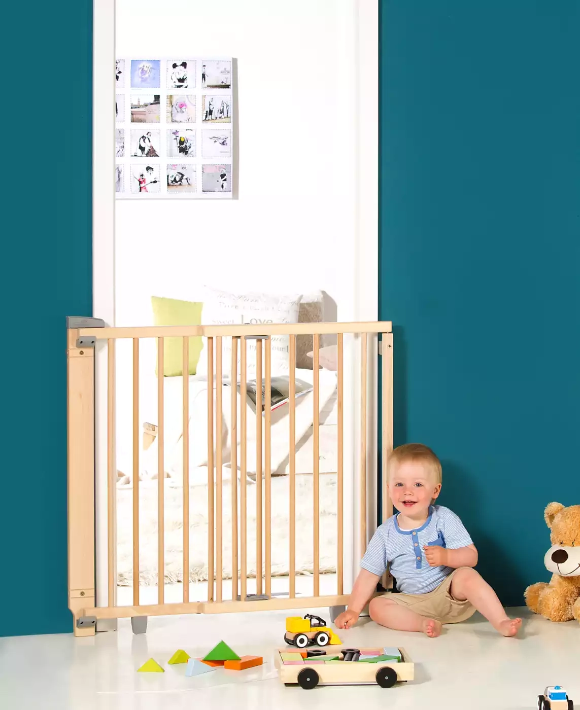 Tür- & Treppenschutzgitter, Geuther, Beige – Besonderheit: verstellbar von ca. 78,5 - 121 cm