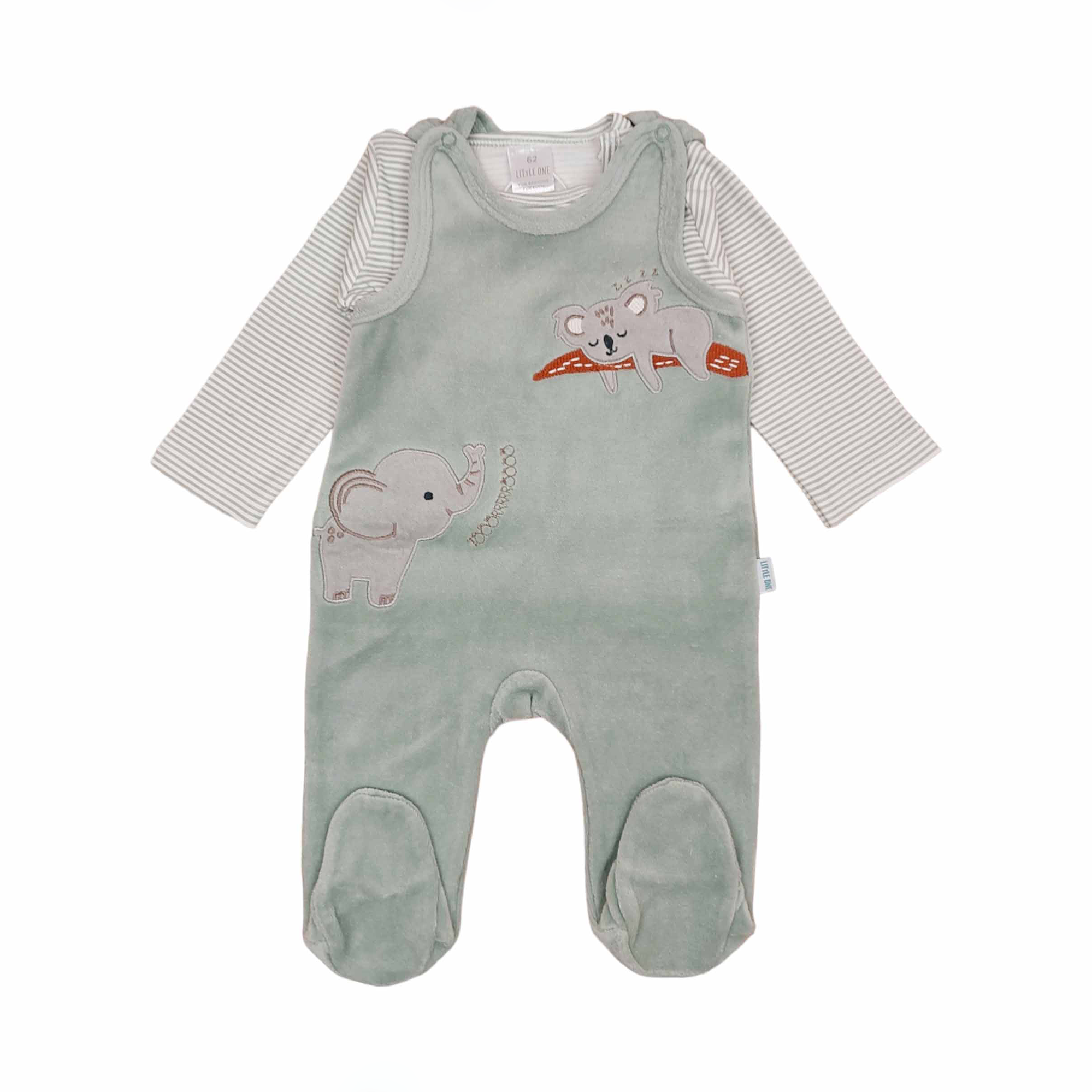 Strampler, LITTLE ONE, Grün – Besonderheit: bestehend aus Langarmshirt und Strampler