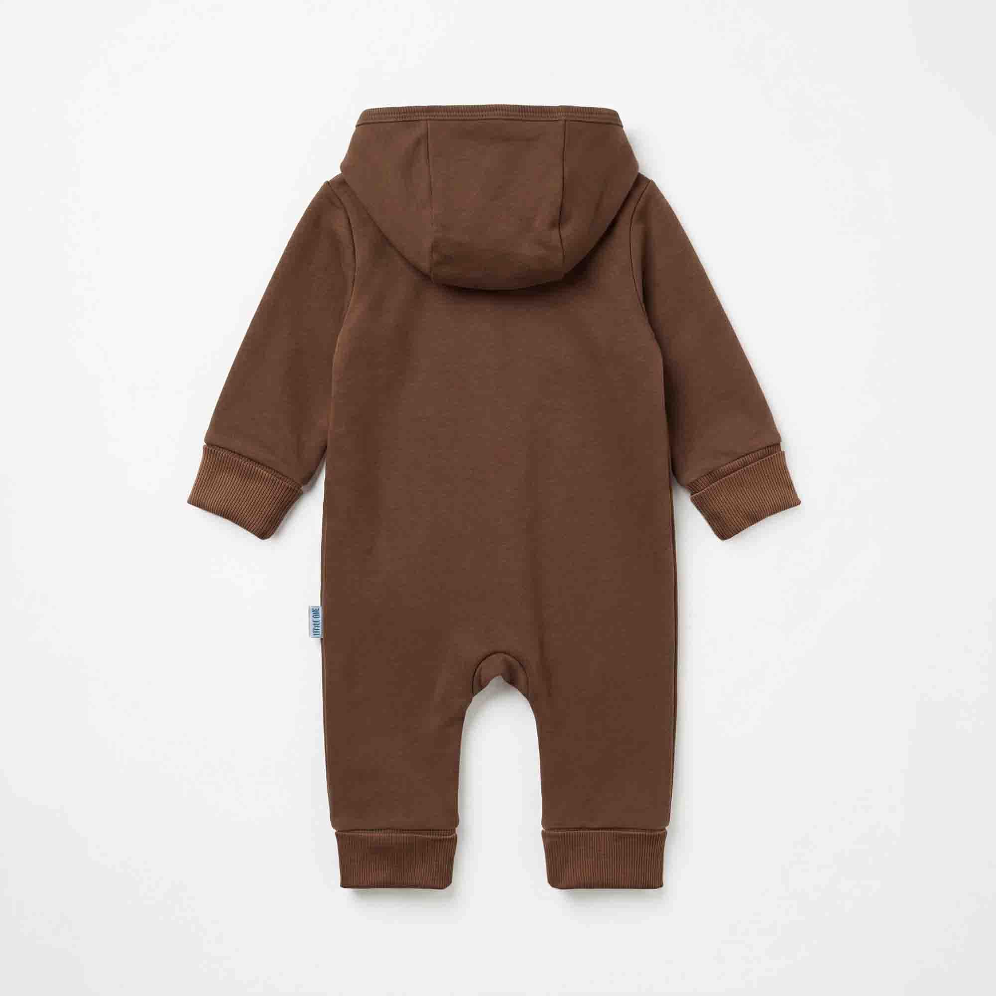 Overalls, LITTLE ONE, Braun – Besonderheit: zum schnellen Windelwechseln verdeckte Schrittöffnung mit Druckknöpfen