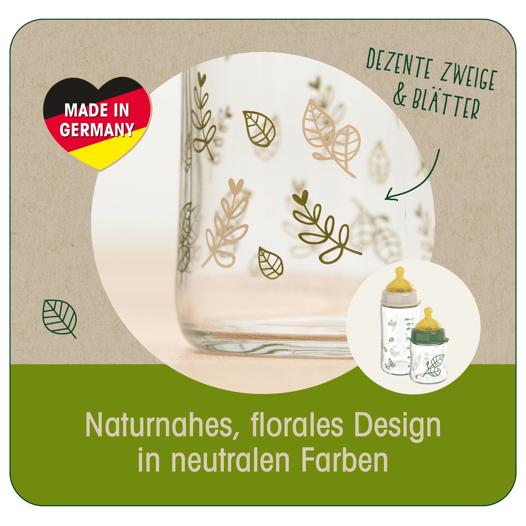 Babyfläschchen, nip, Grün – Produktansicht