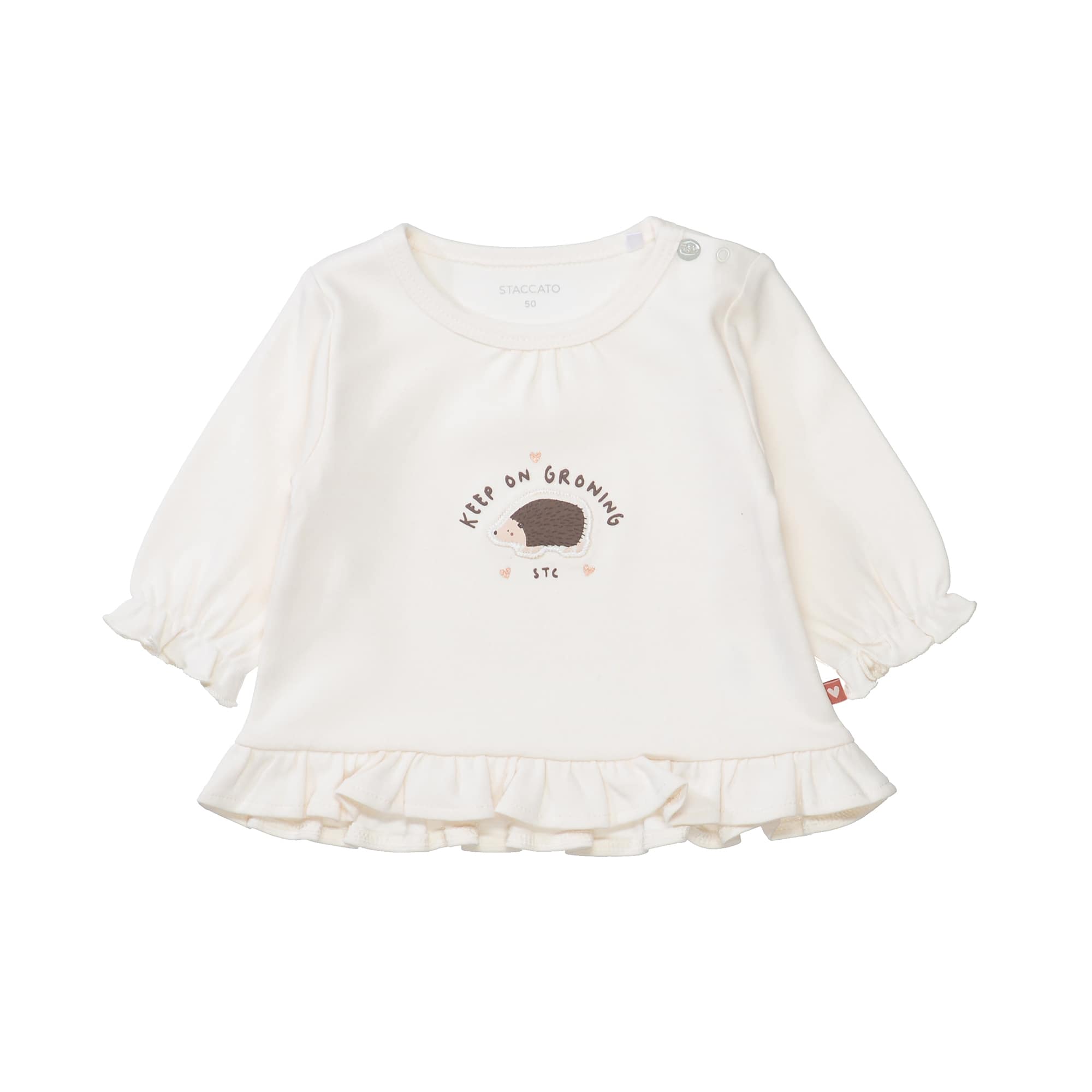 Langarmshirts, STACCATO, Weiß – Besonderheit: Druckknopf an der Schulter