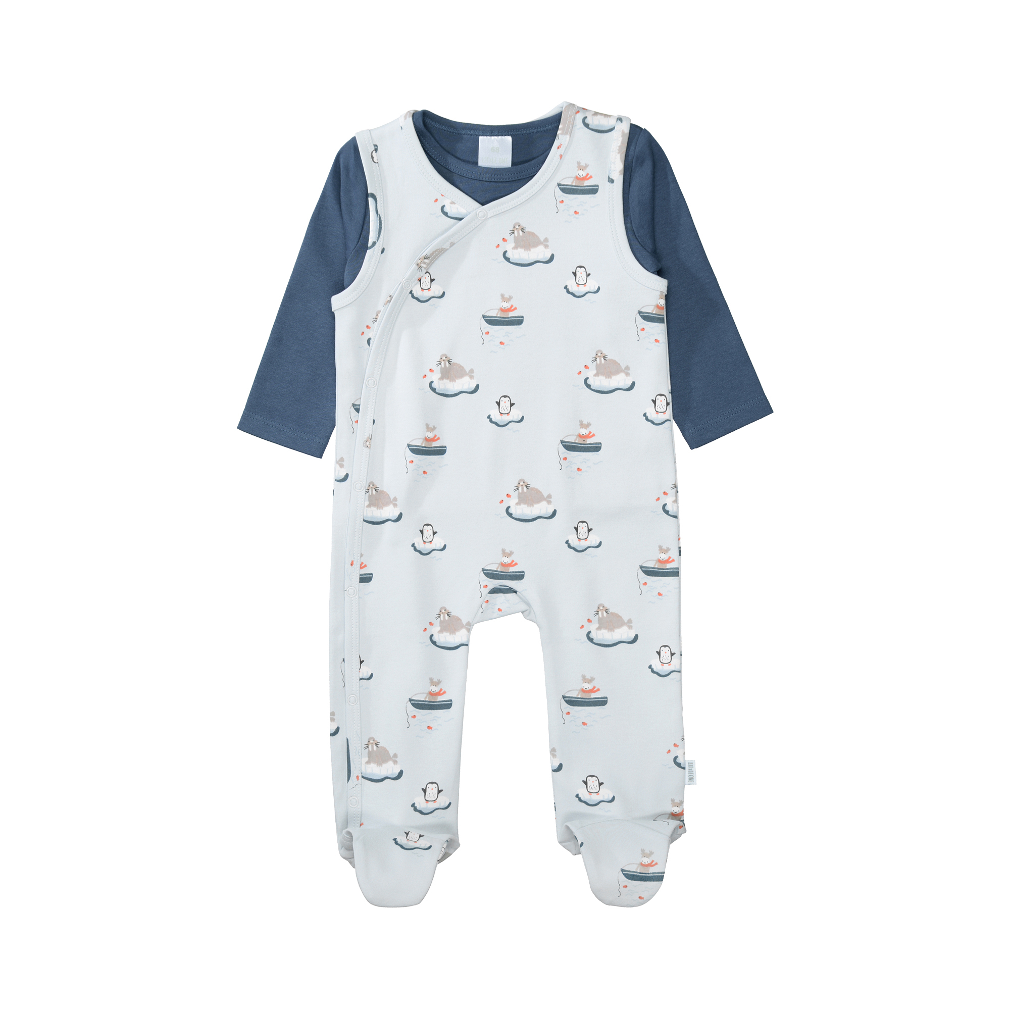 Strampler, LITTLE ONE, Blau – Besonderheit: Set bestehend aus Strampler und Langarmshirt