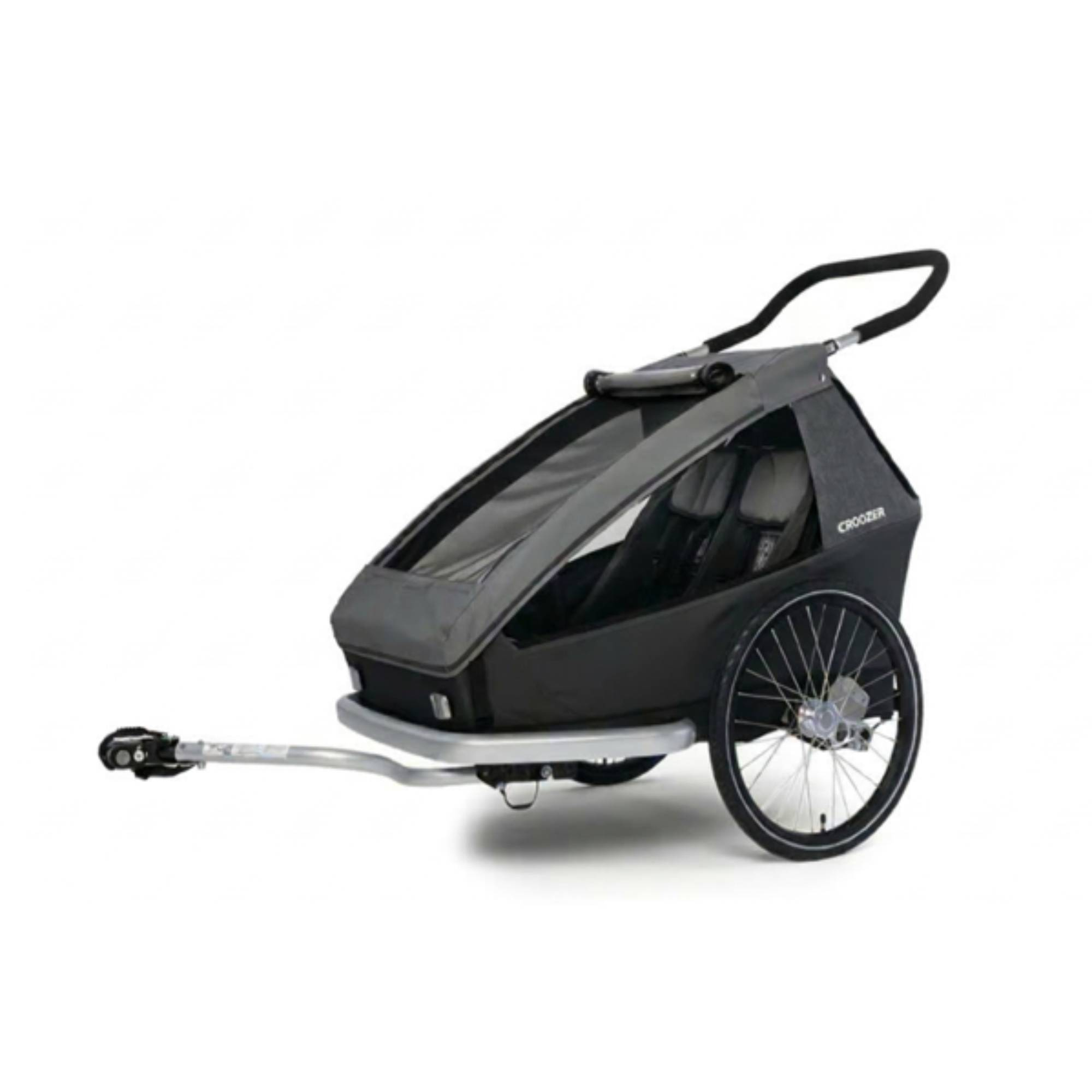 Croozer, Grau – Besonderheit: sanfte und rückenschonende Fahrt durch Kombination aus Croozer AirPad® Federung und ergonomischen Einzelsitzen