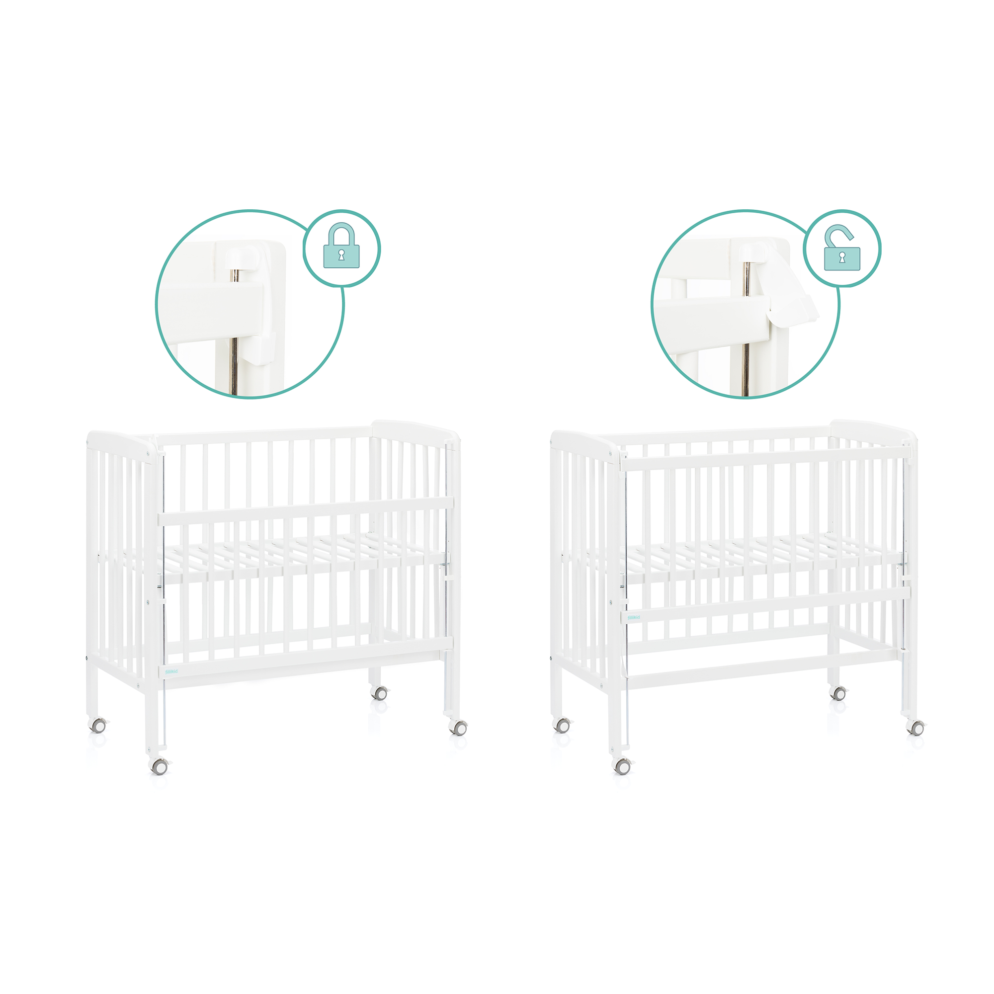 Beistellbetten, fillikid, Weiß – Produktansicht
