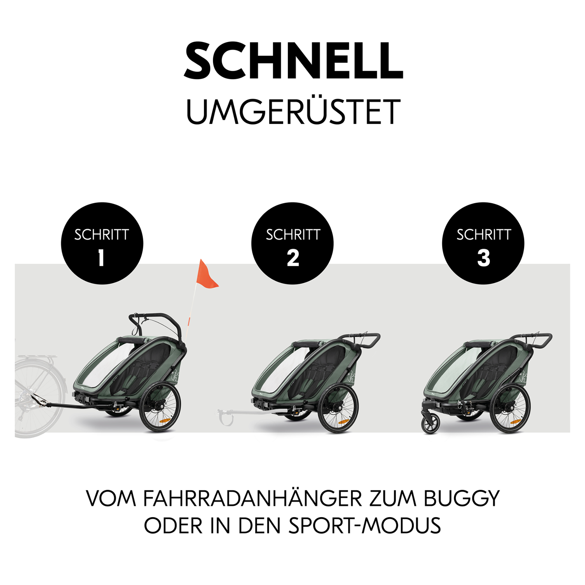 Fahrradanhänger, hauck, Grün – Produktansicht
