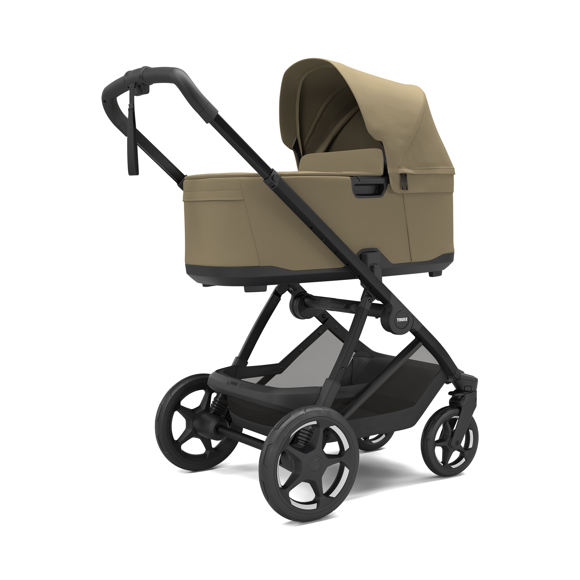 Kombi-Kinderwagen, THULE, Grün – Besonderheit: Babywanne mit ergonomischen Tragegriffen