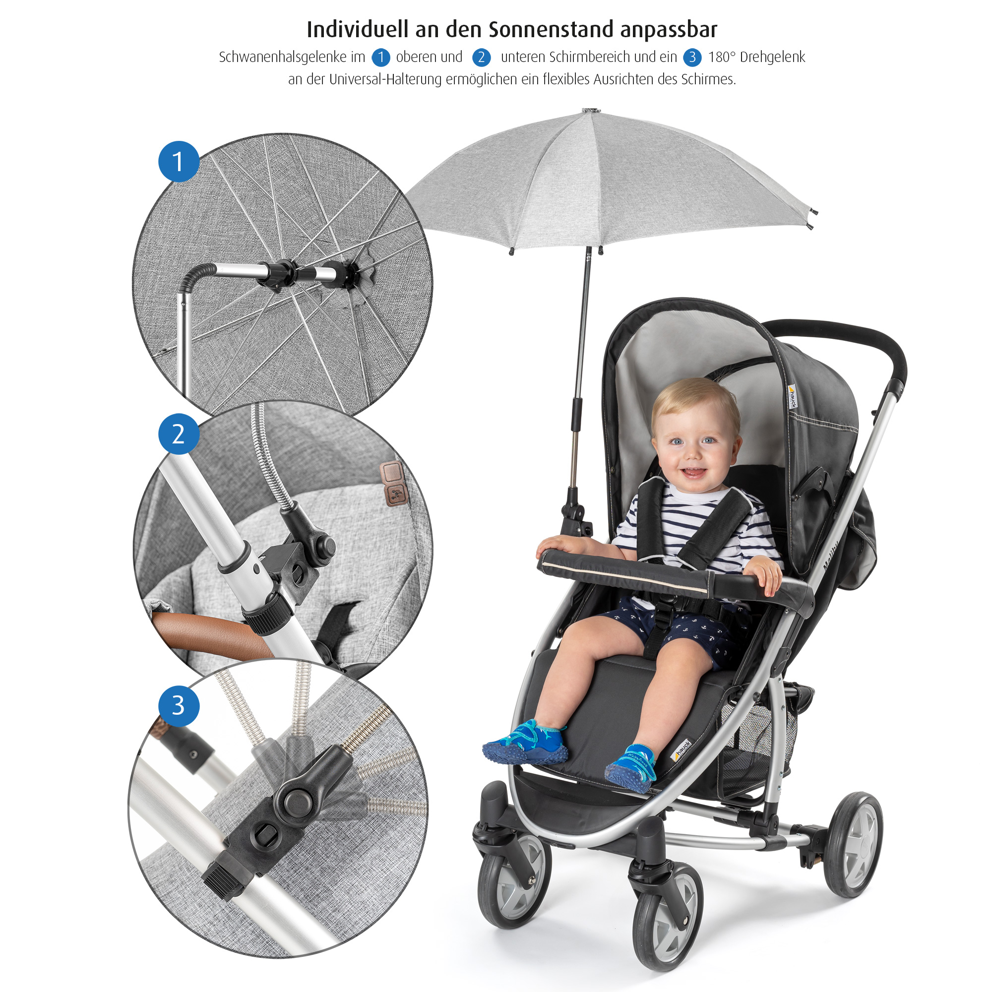 Sonnen- & Insektenschutz Kinderwagen, reer, Grau – Produktansicht