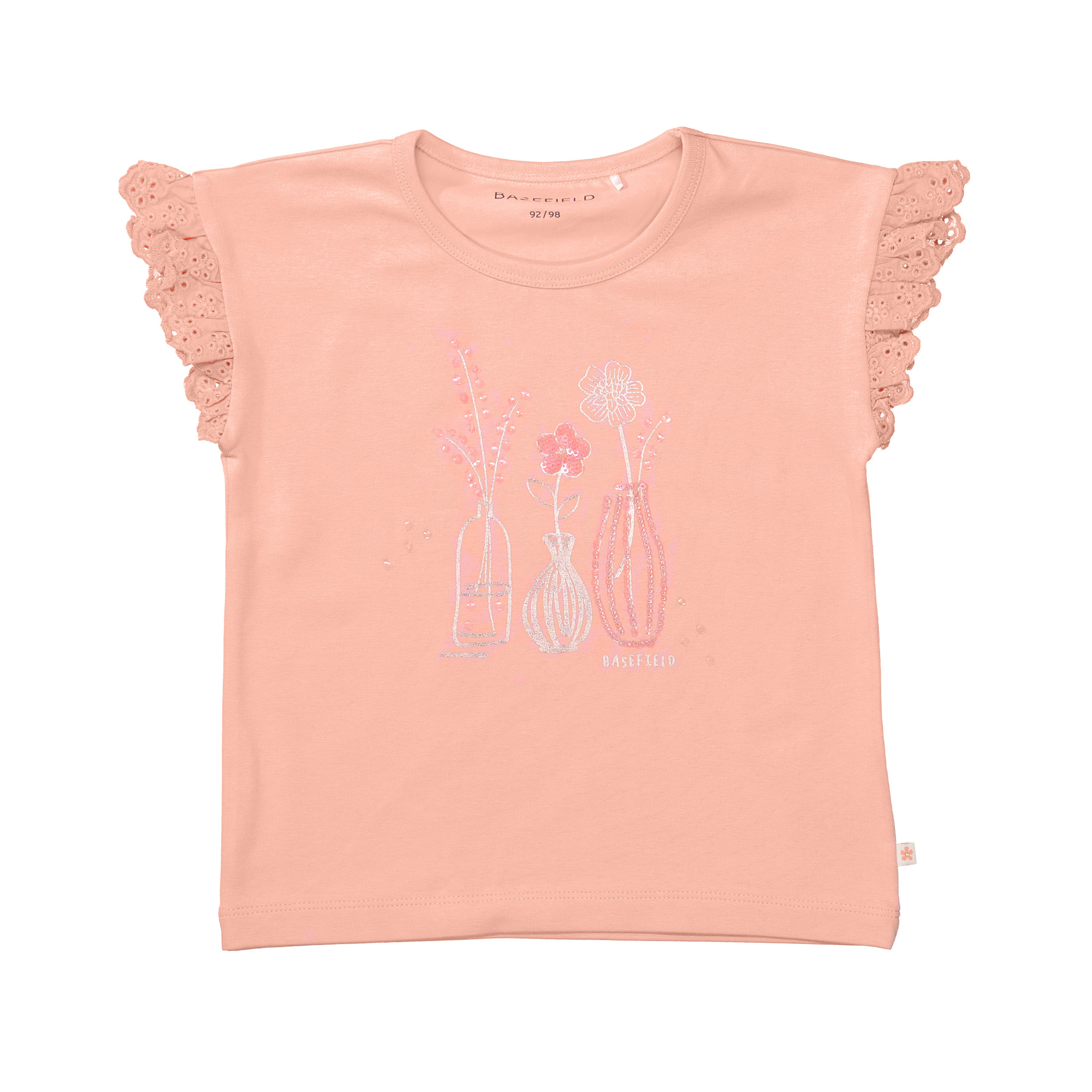 Kurzarmshirts, BASEFIELD, Pink – Besonderheit: aus 100% Baumwolle