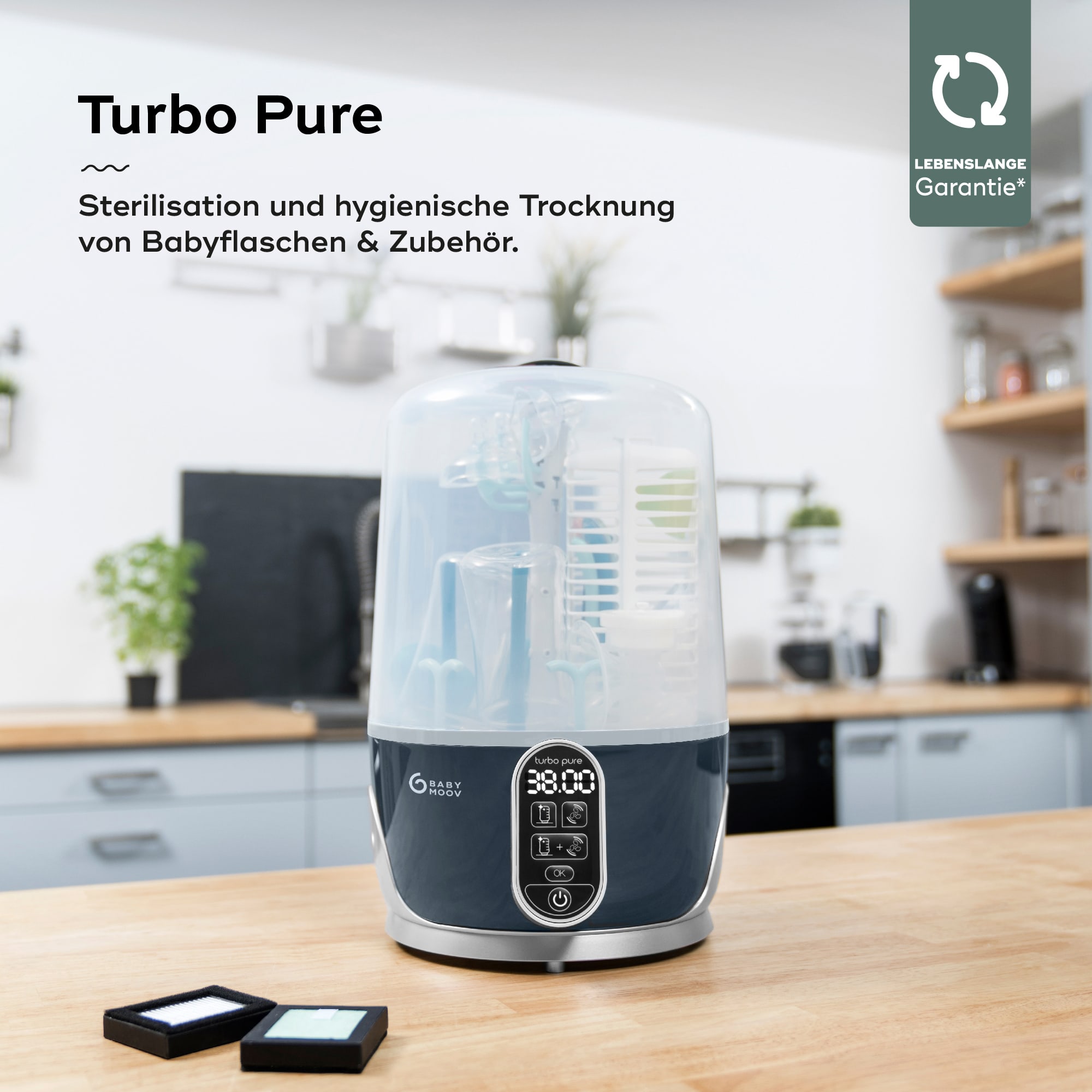 Vaporisatoren, babymoov, Blau – Besonderheit: Sterilisation und Trocknung in nur 38 Minuten