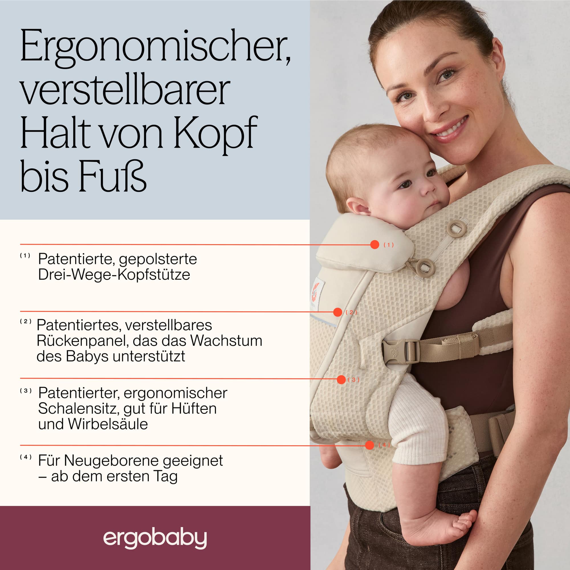 Fullbuckle Tragen, ERGObaby, Beige – Produktansicht