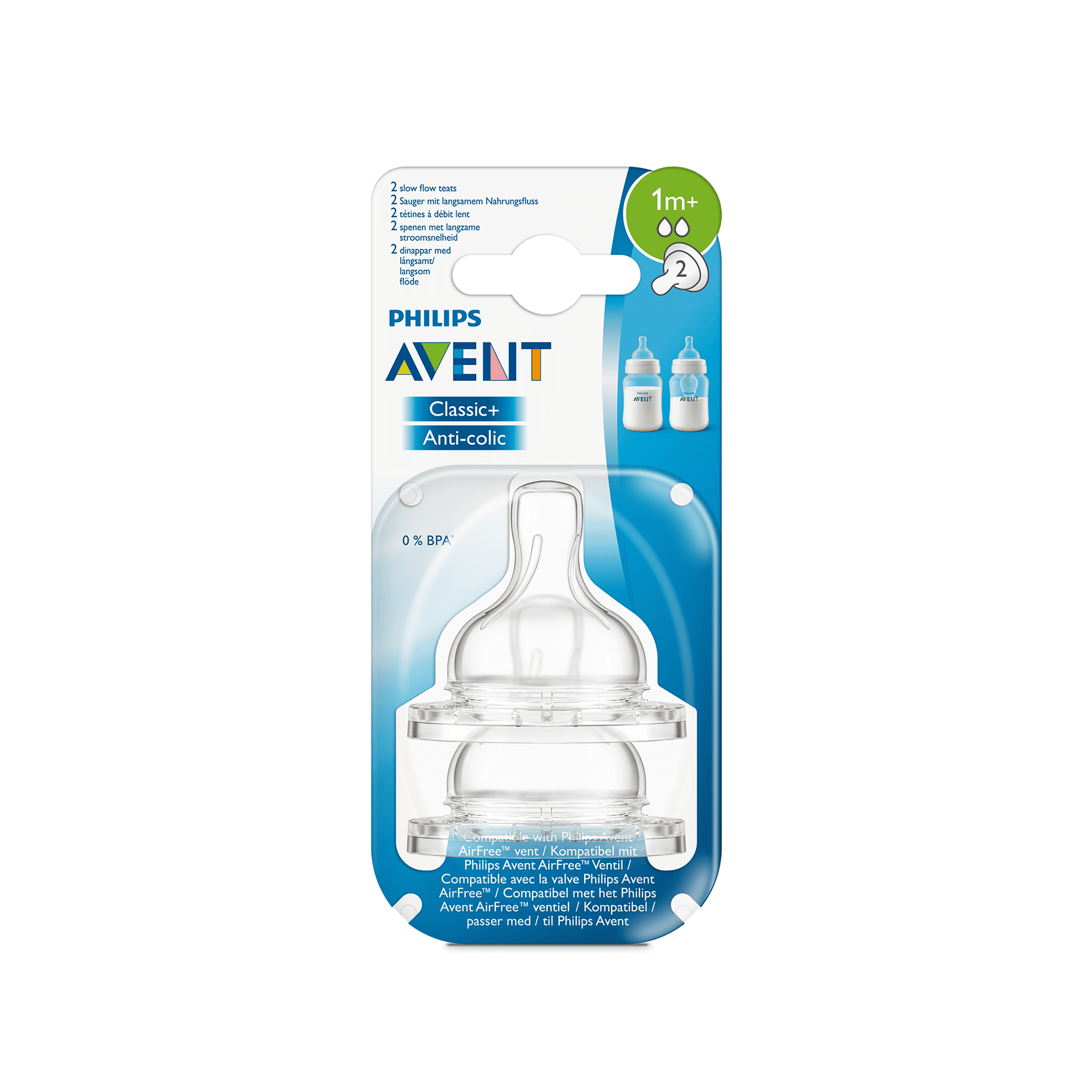 Anti-Colic Sauger ab dem 1. Monat SCF632/27 PHILIPS AVENT Weiß Transparent 2000501576521 2