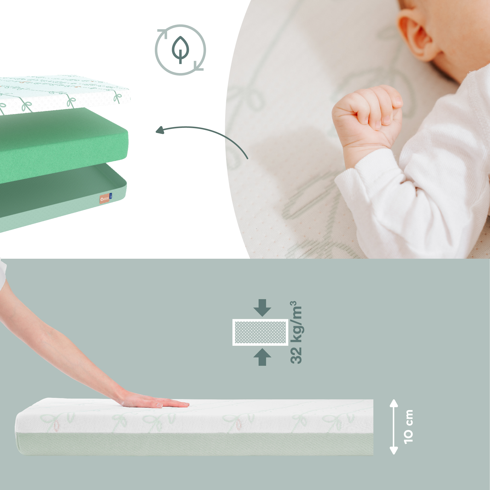 Matratzen 70 x 140 cm, babymoov, Weiß – Produktansicht