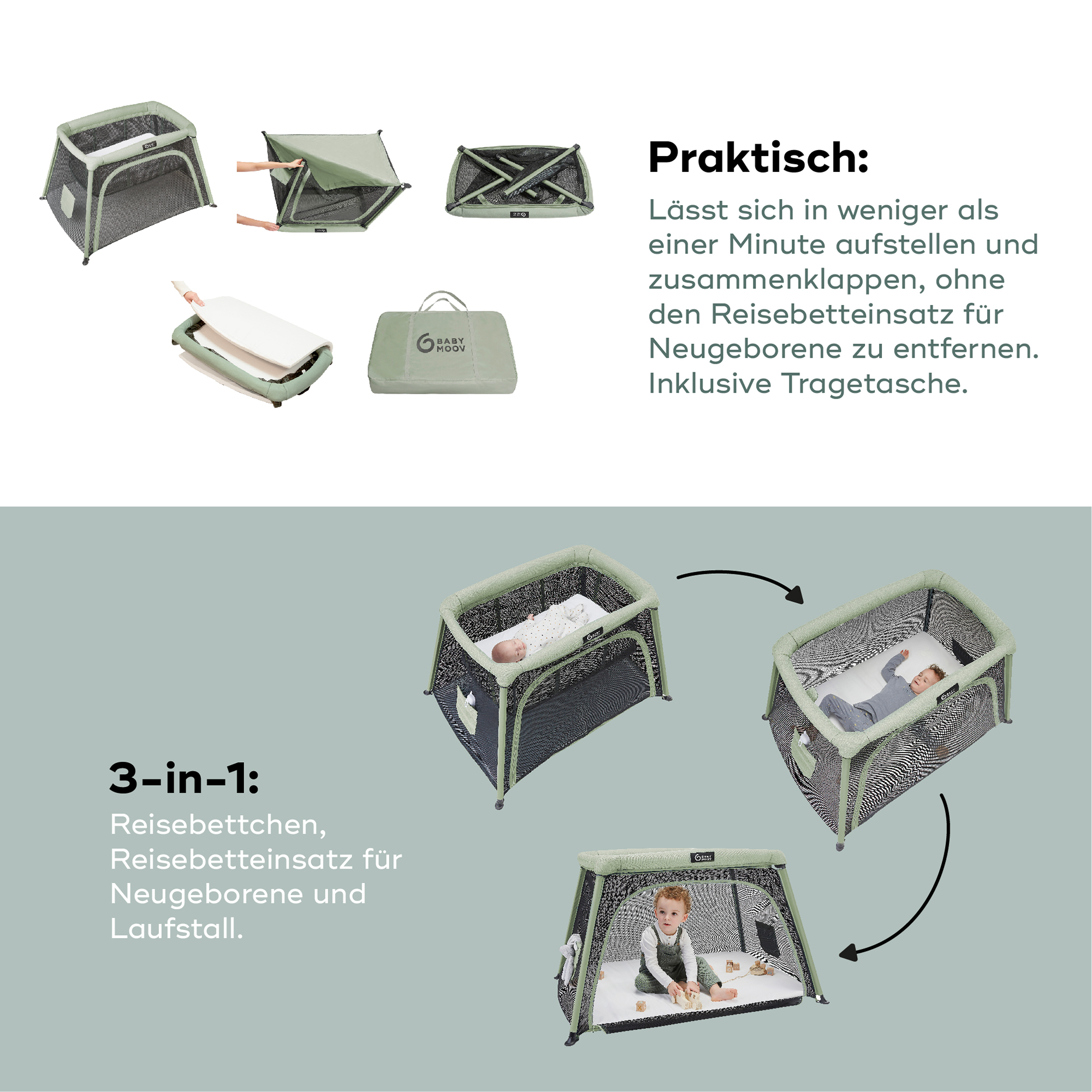 Reisebetten & Zubehör, babymoov, Grau – Produktansicht