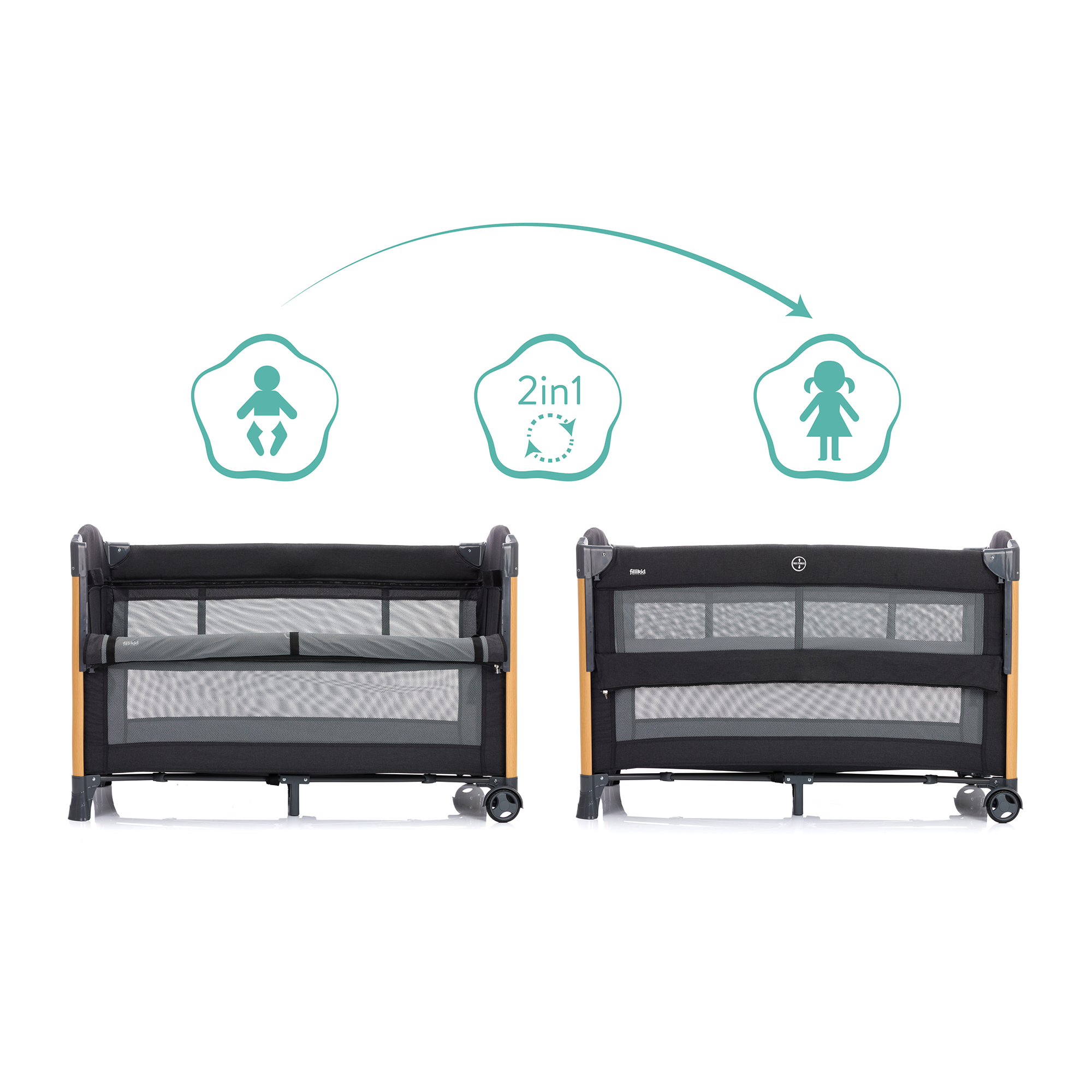 Reisebetten & Zubehör, fillikid, Grau – Produktansicht