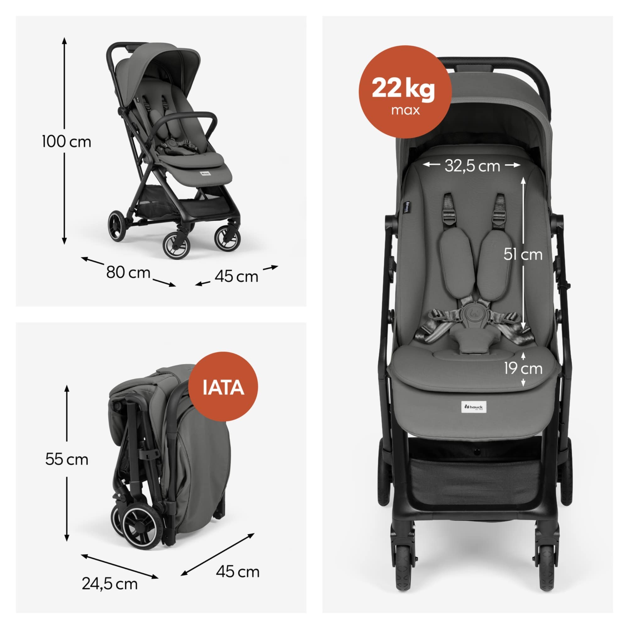 Reisebuggys, hauck, Grau – Produktansicht