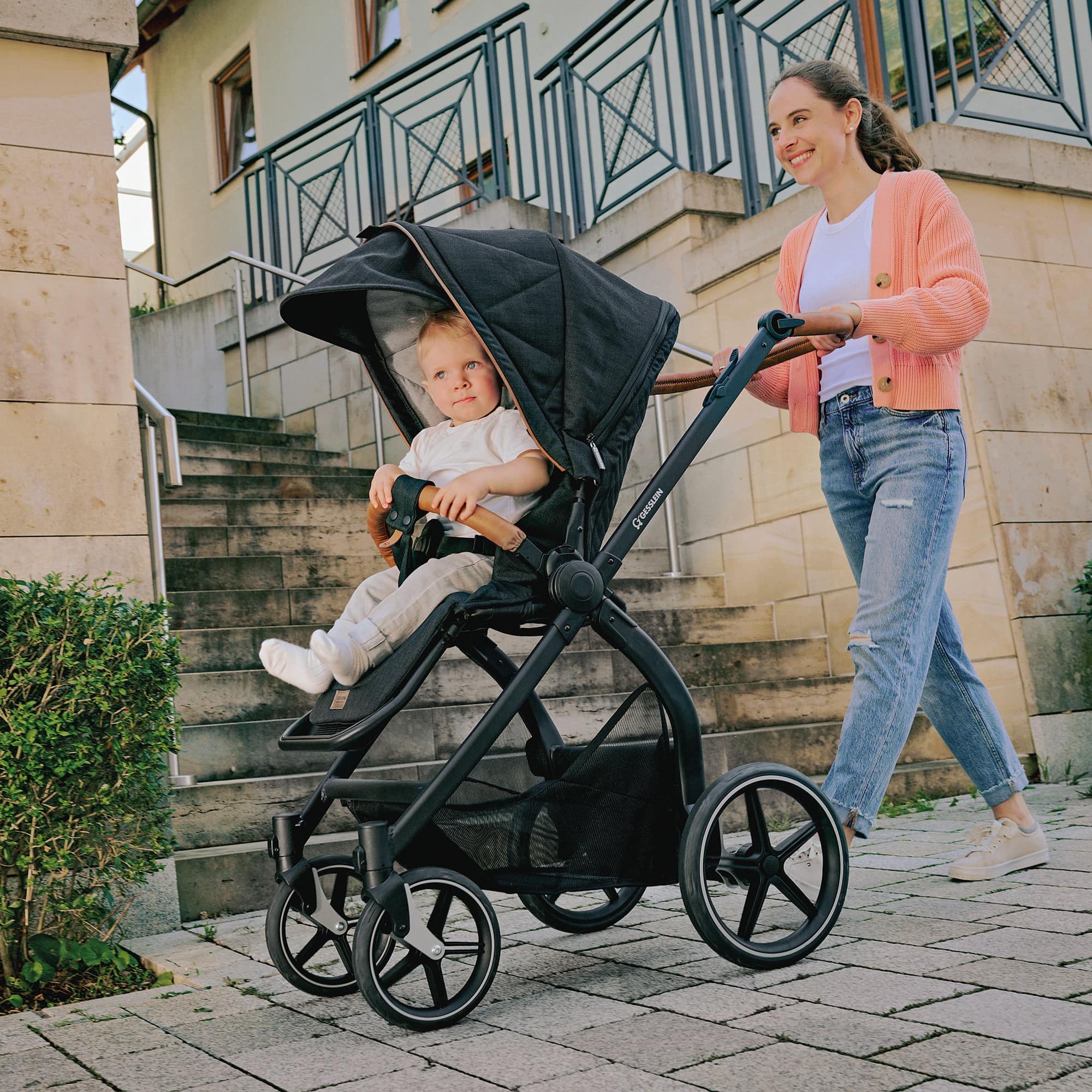 Kombi-Kinderwagen, GESSLEIN, Schwarz – Produktansicht