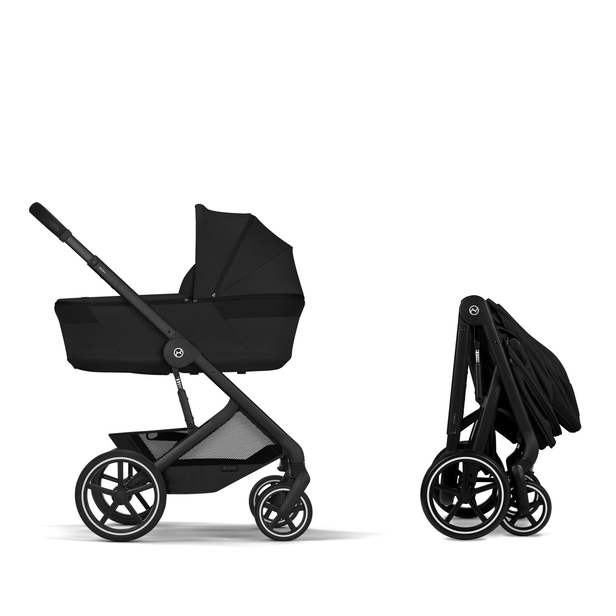 Kombi-Kinderwagen, cybex, Schwarz – Besonderheit: faltbare Babywanne