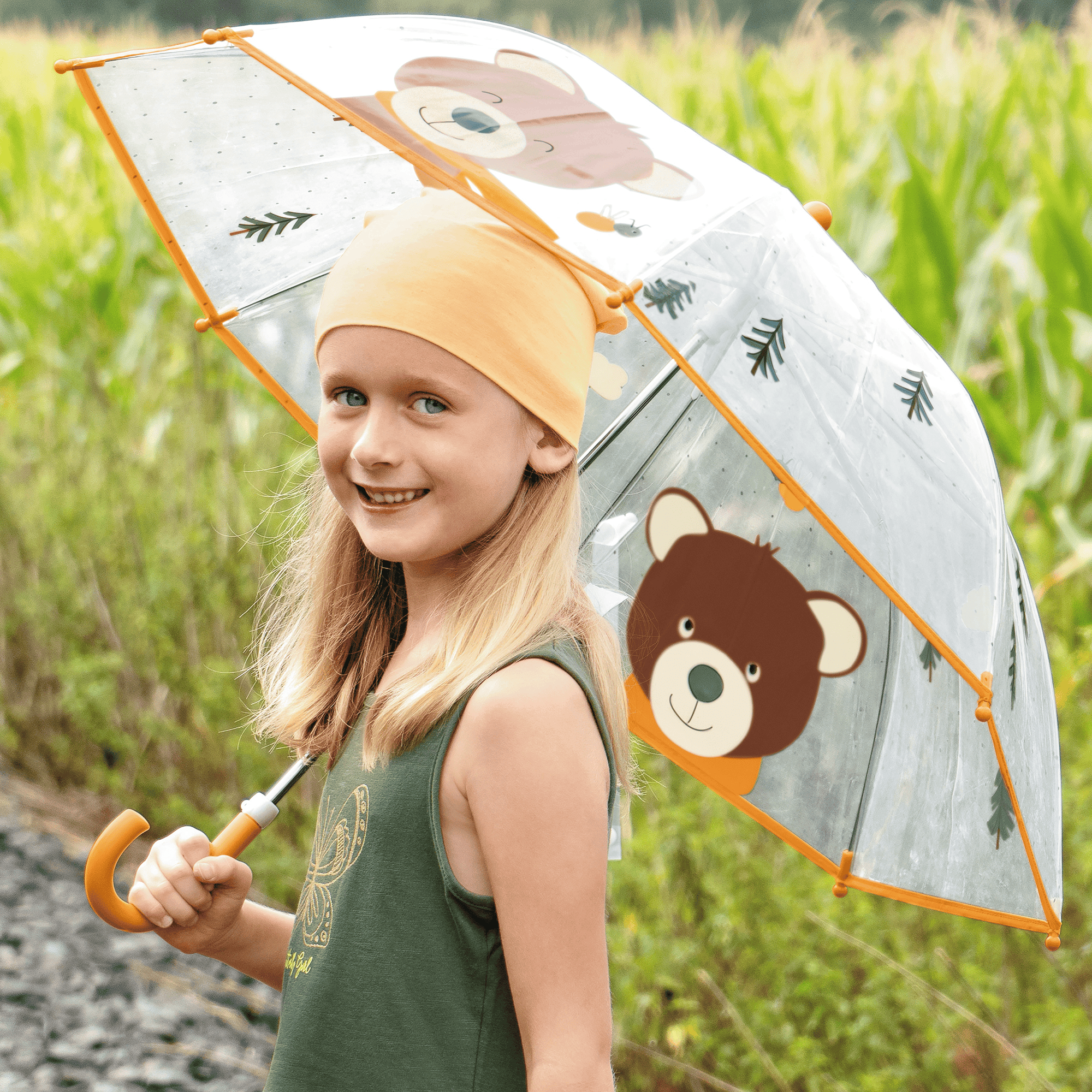 Kinderregenschirme, Sterntaler, Transparent – Besonderheit: transparenter Regenschirm mit Bären-Motiv