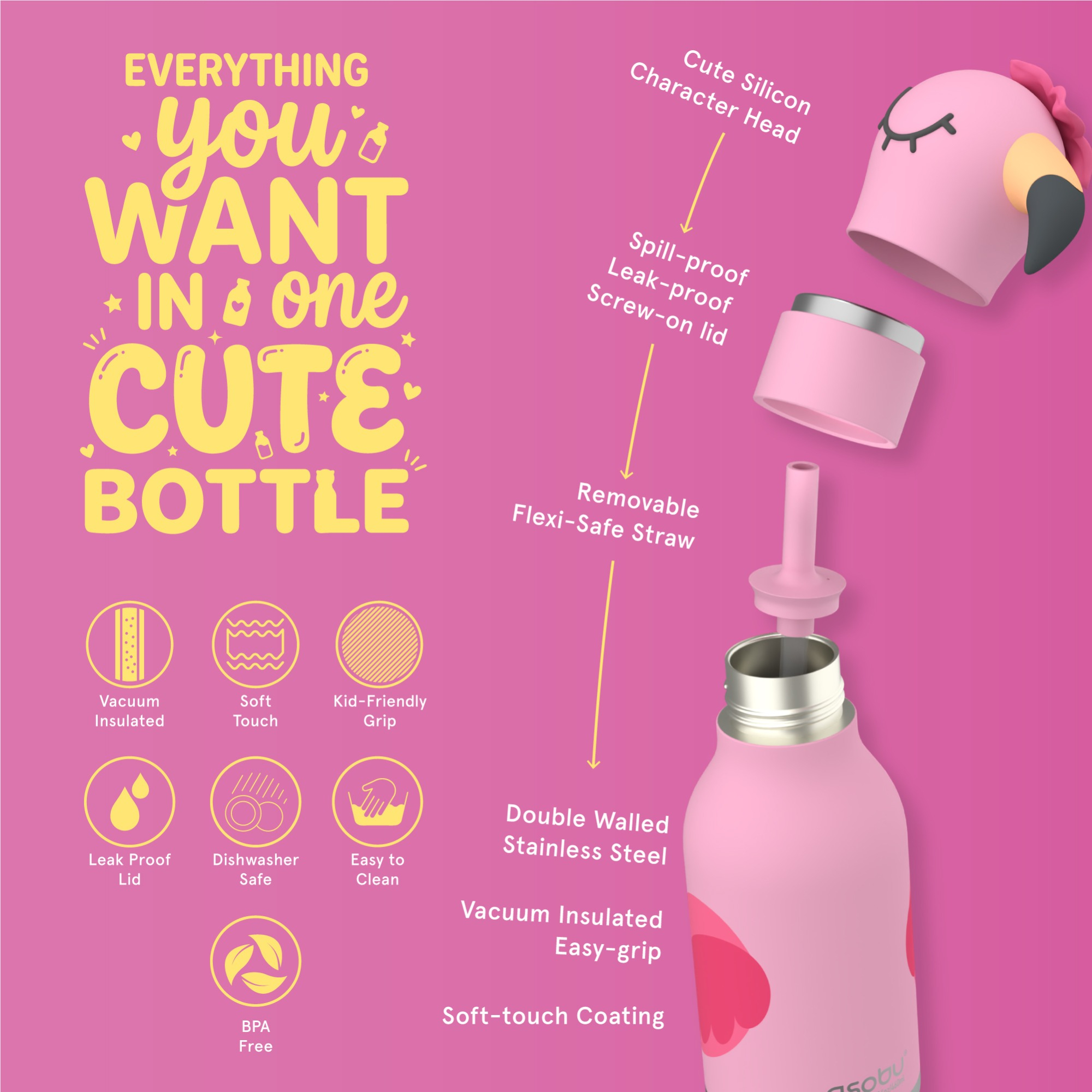 Thermoflaschen, ASOBU, Pink – Produktansicht