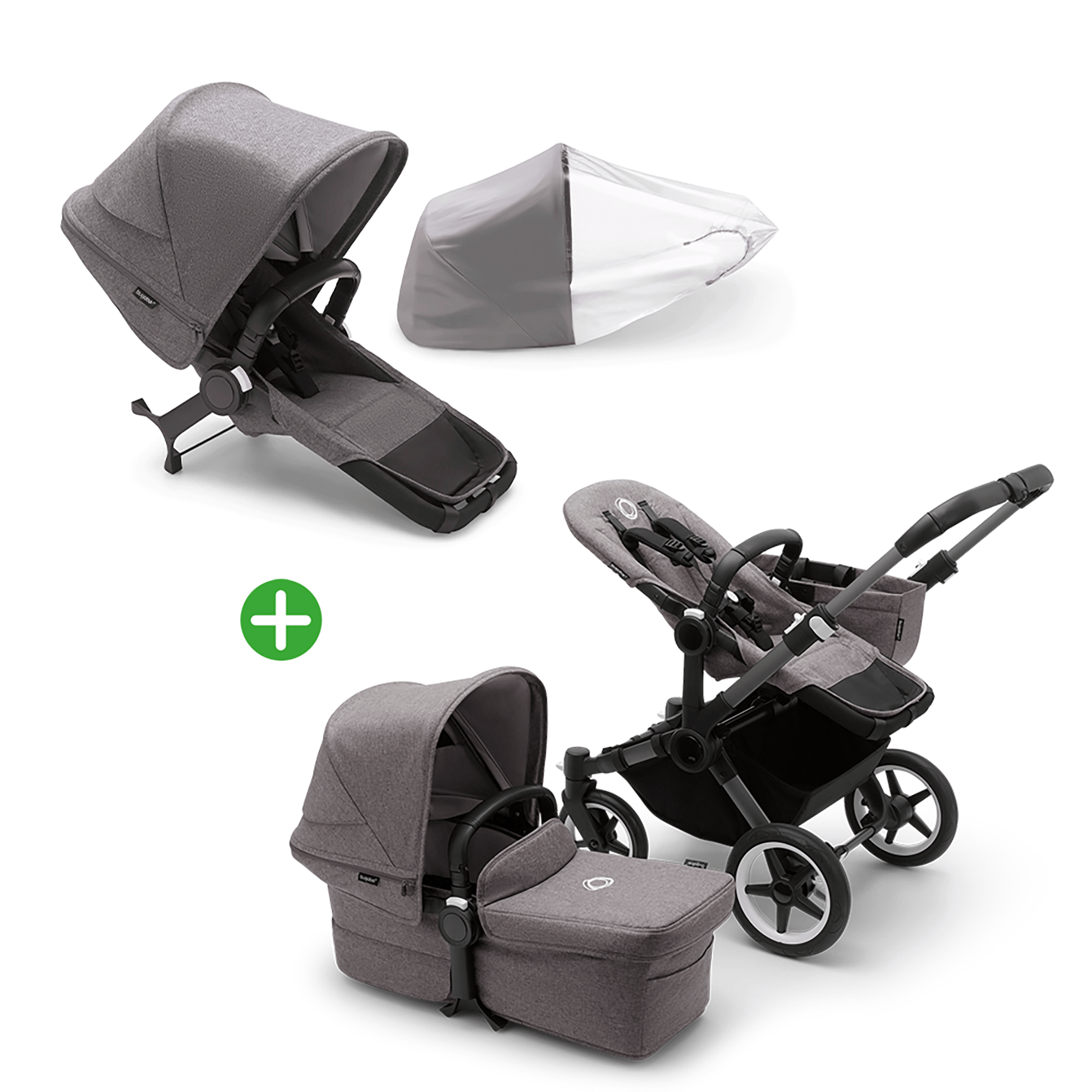 Set Donkey 5 Mono Komplettset mit Extension Set Grey Melange bugaboo Grau 9000000000261 1