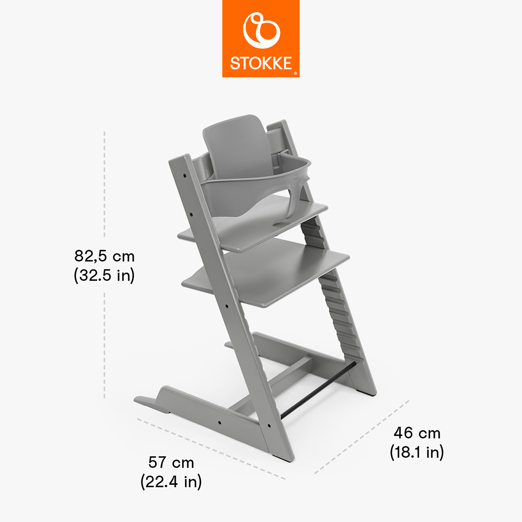 Treppenhochstühle, STOKKE, Grau – Produktansicht
