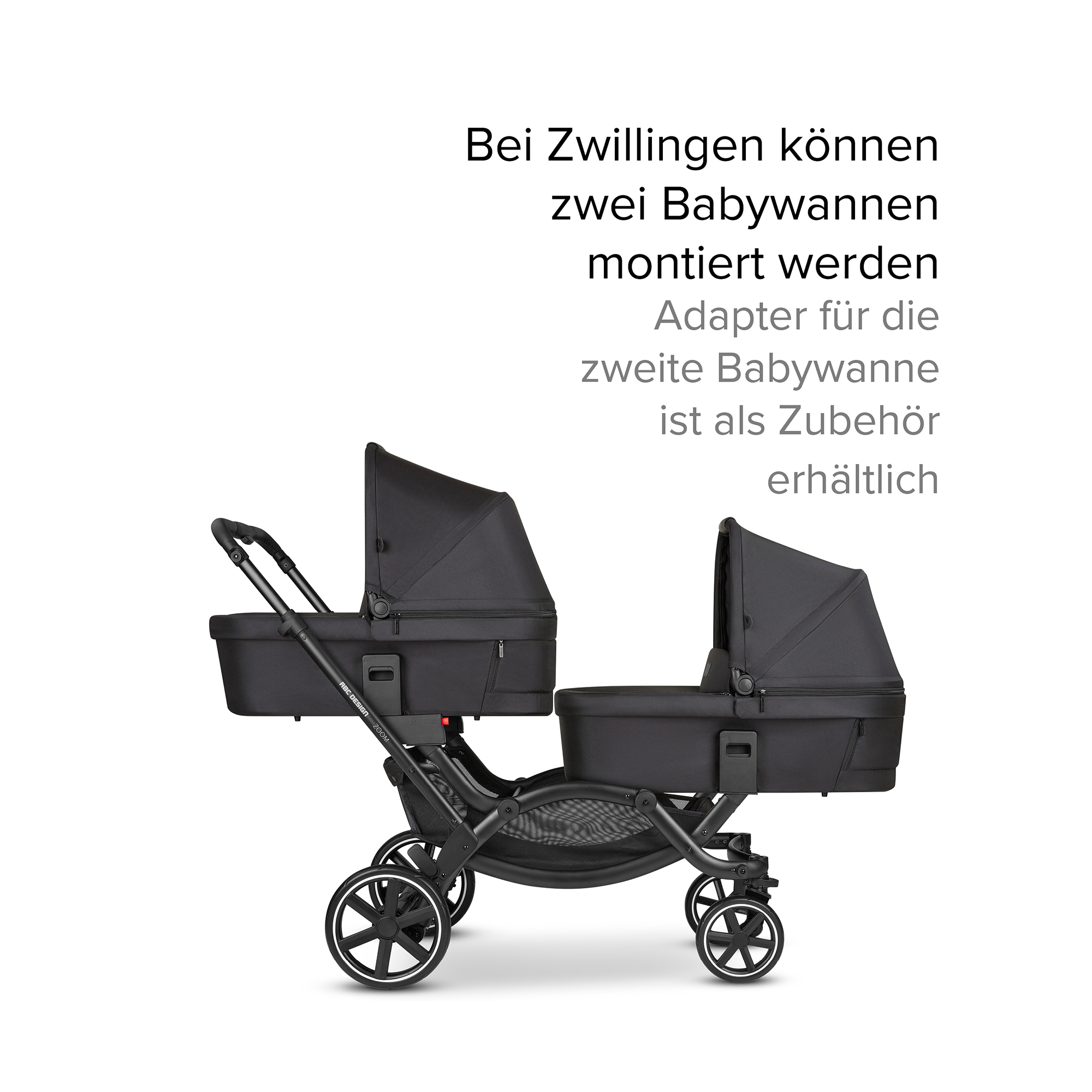 Zwillingswagen & Geschwisterwagen, ABC DESIGN, Schwarz – Produktansicht