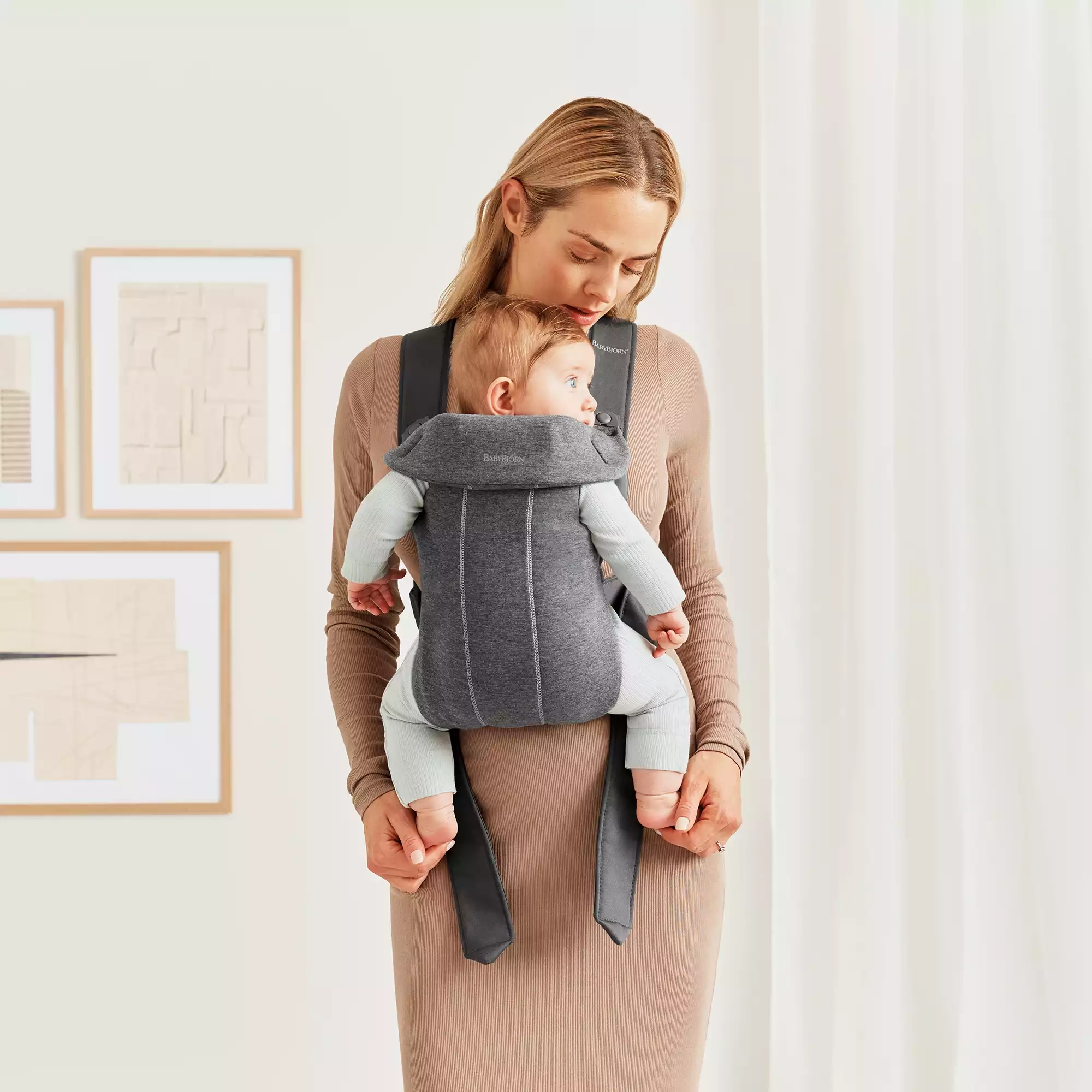 Babytragen, BABYBJÖRN, Grau – Besonderheit: Babytrage für Neugeborene und Babys bis 12 Monate