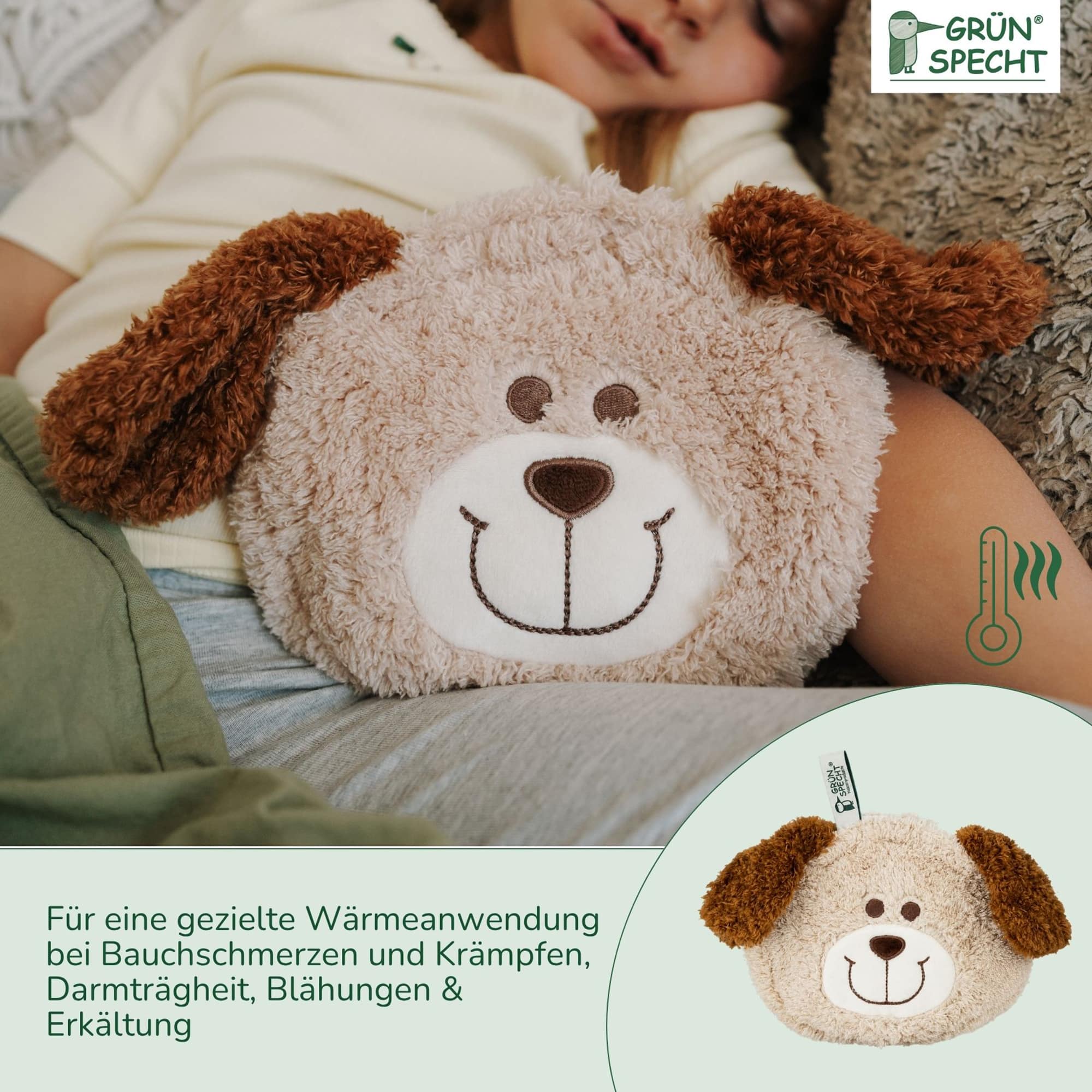 Wärmekissen & -flaschen, GRÜNSPECHT, Beige – Produktansicht