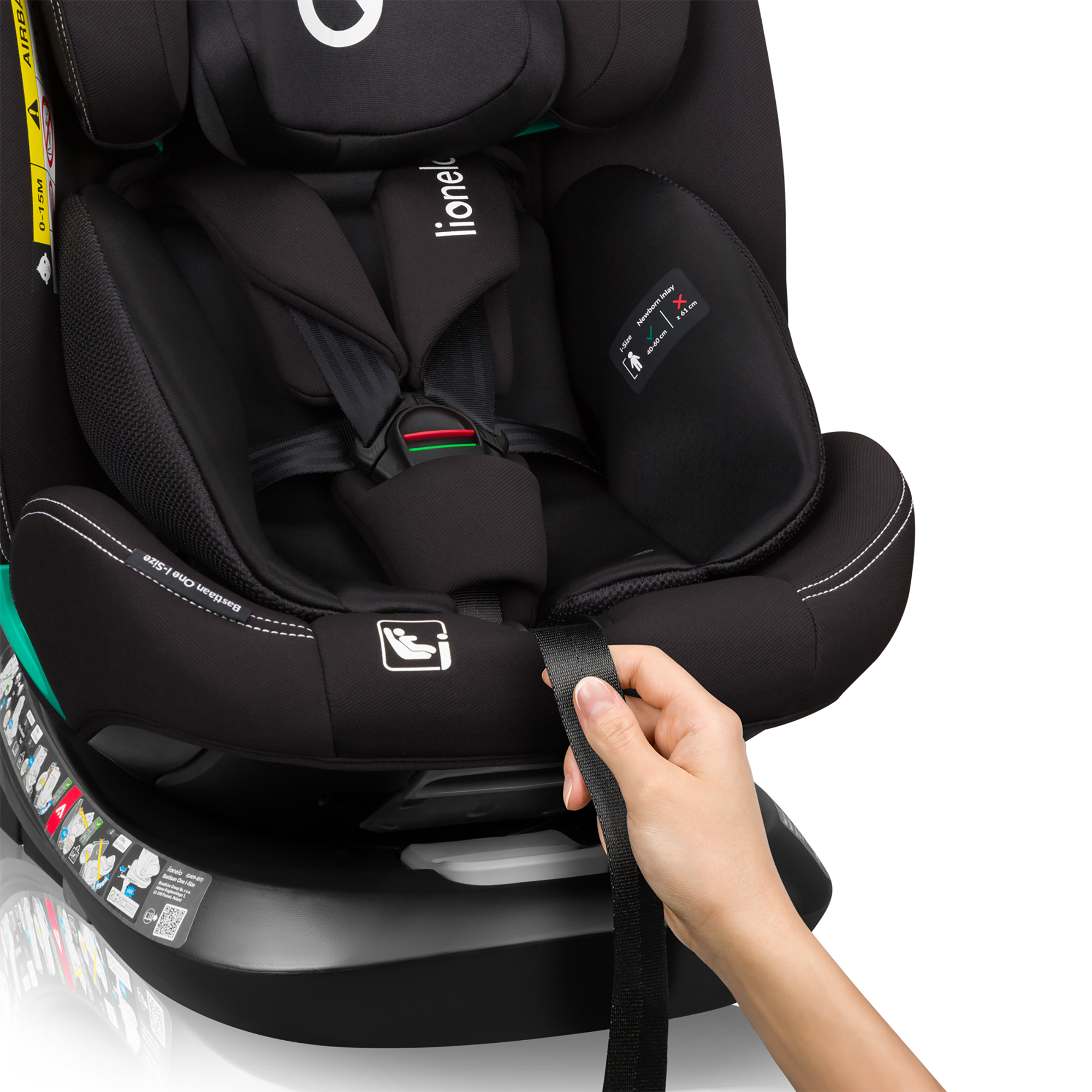 Kindersitze 9-36 kg, Gruppe 1/2/3, lionelo, Schwarz – Produktansicht