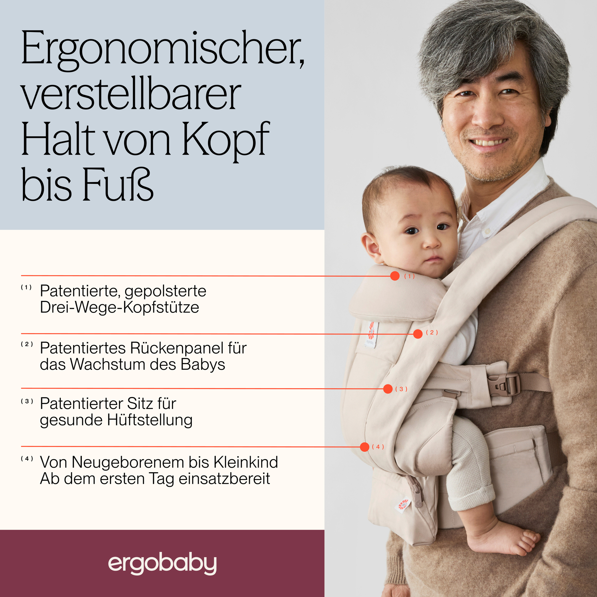 Fullbuckle Tragen, ERGObaby, Beige – Produktansicht