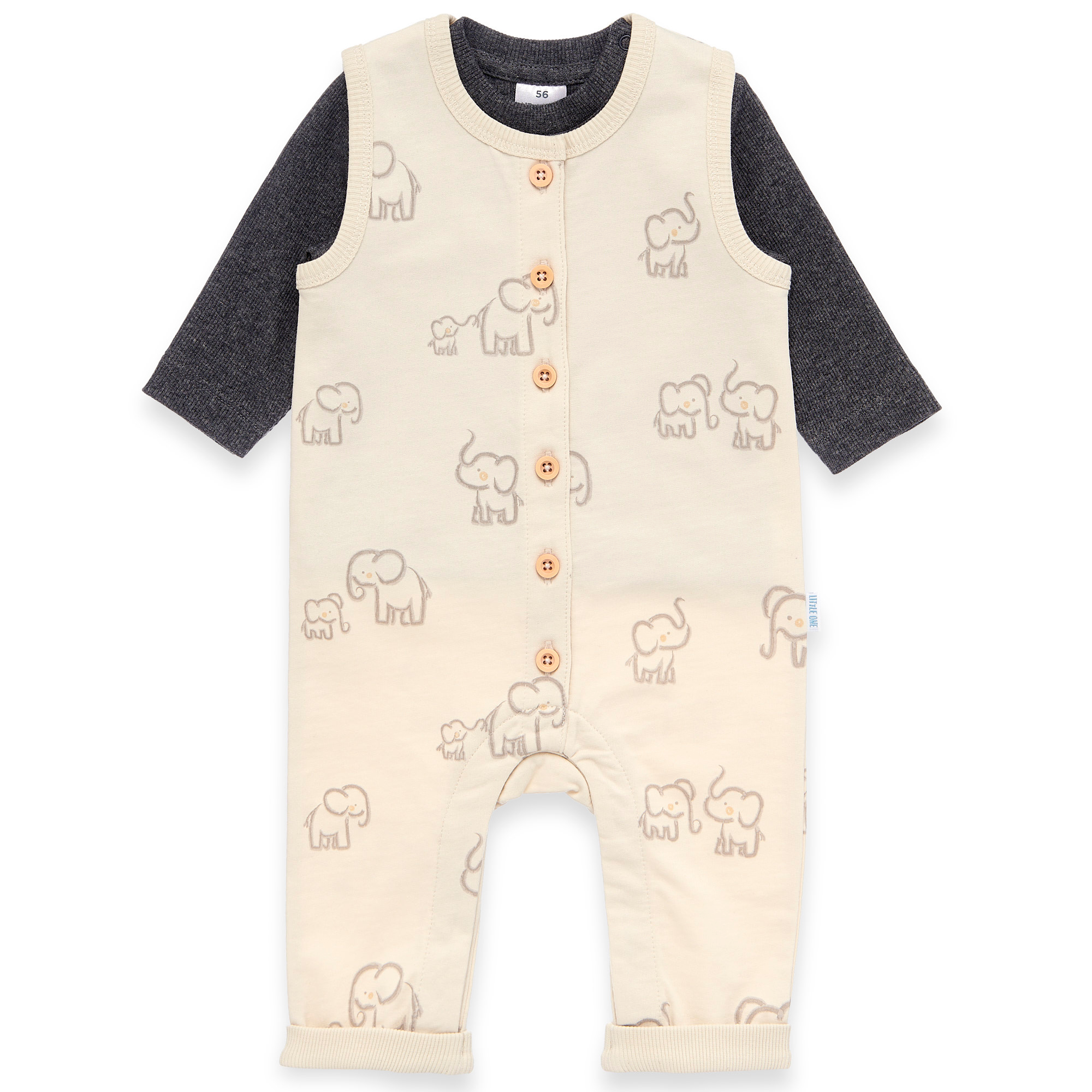 Strampler, LITTLE ONE, Beige – Besonderheit: Set bestehend aus Strampler und Langarmshirt