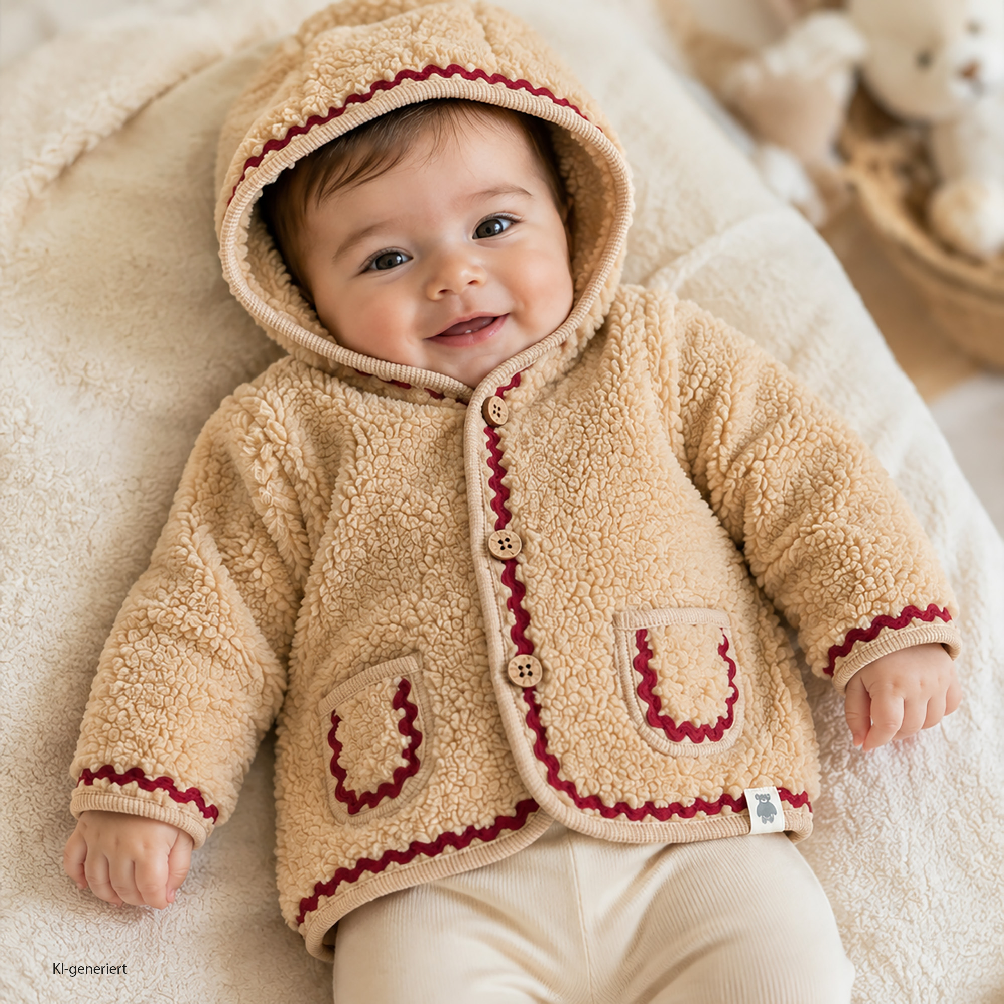 Jacken, LITTLE, Beige – Besonderheit: kuscheliges Teddyfell-Design
