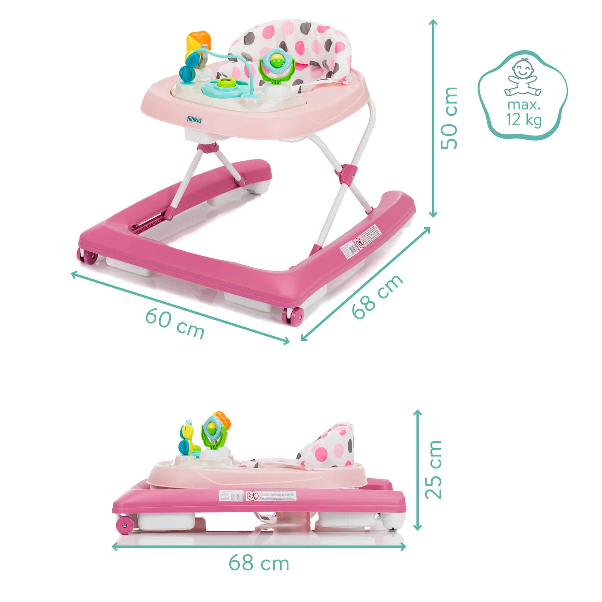 Lauflernwagen, fillikid, Grau – Produktansicht