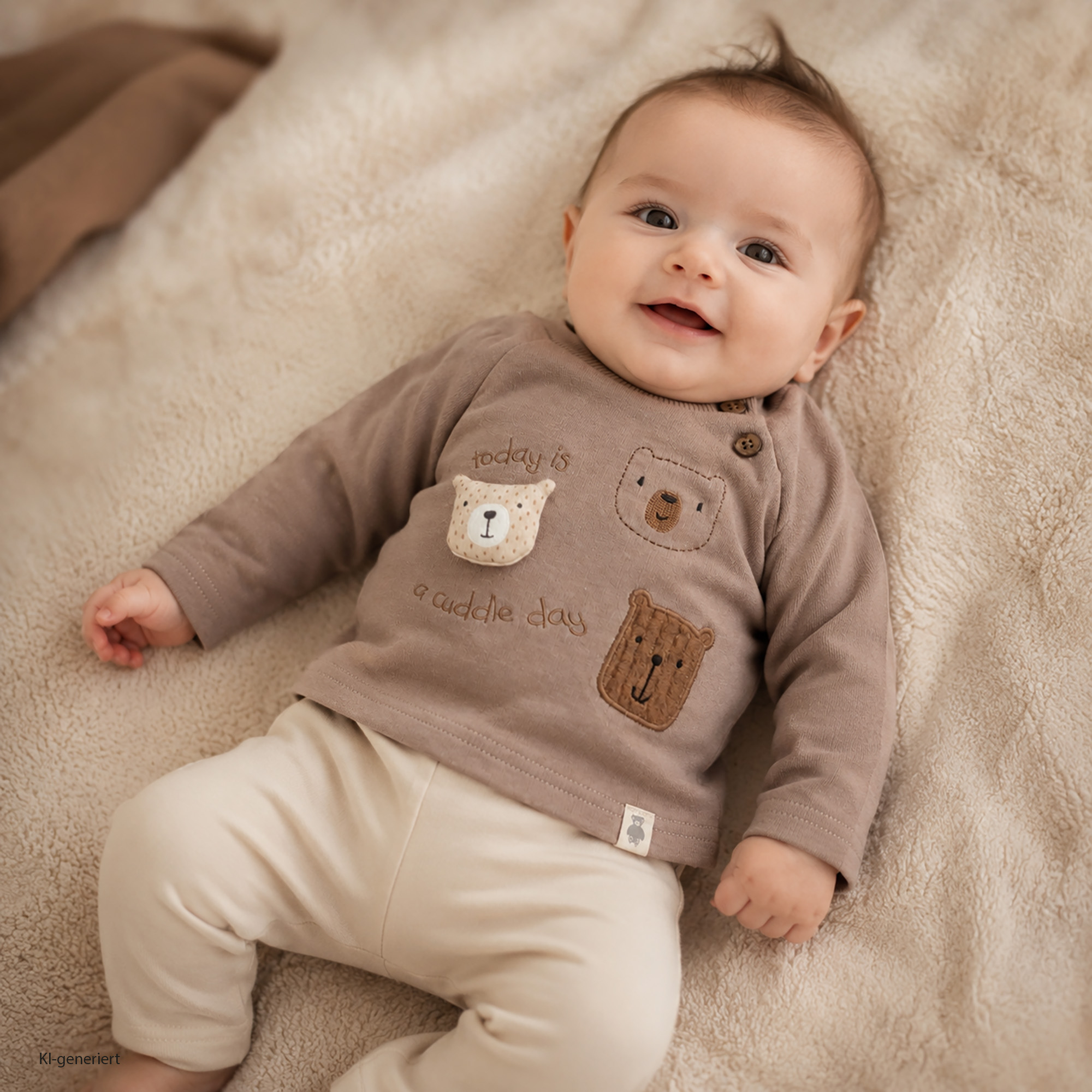 Langarmshirts, LITTLE, Beige – Besonderheit: aus 100% Baumwolle