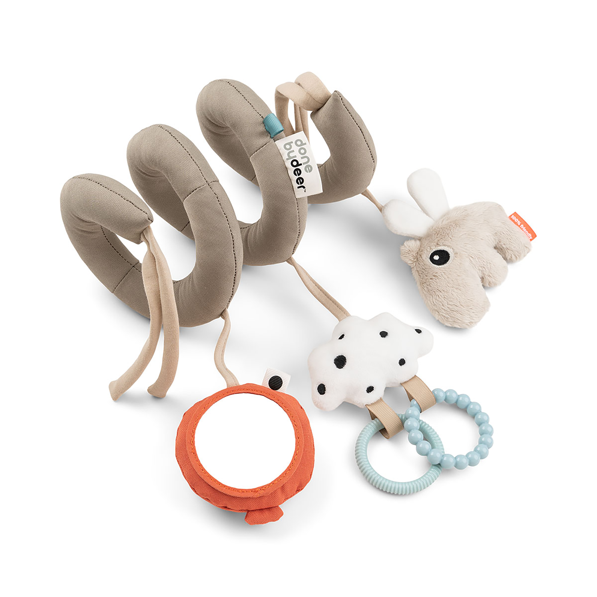 Kinderwagen Spielzeug, done by deer, Beige – Besonderheit: einfache und flexible Anbringung