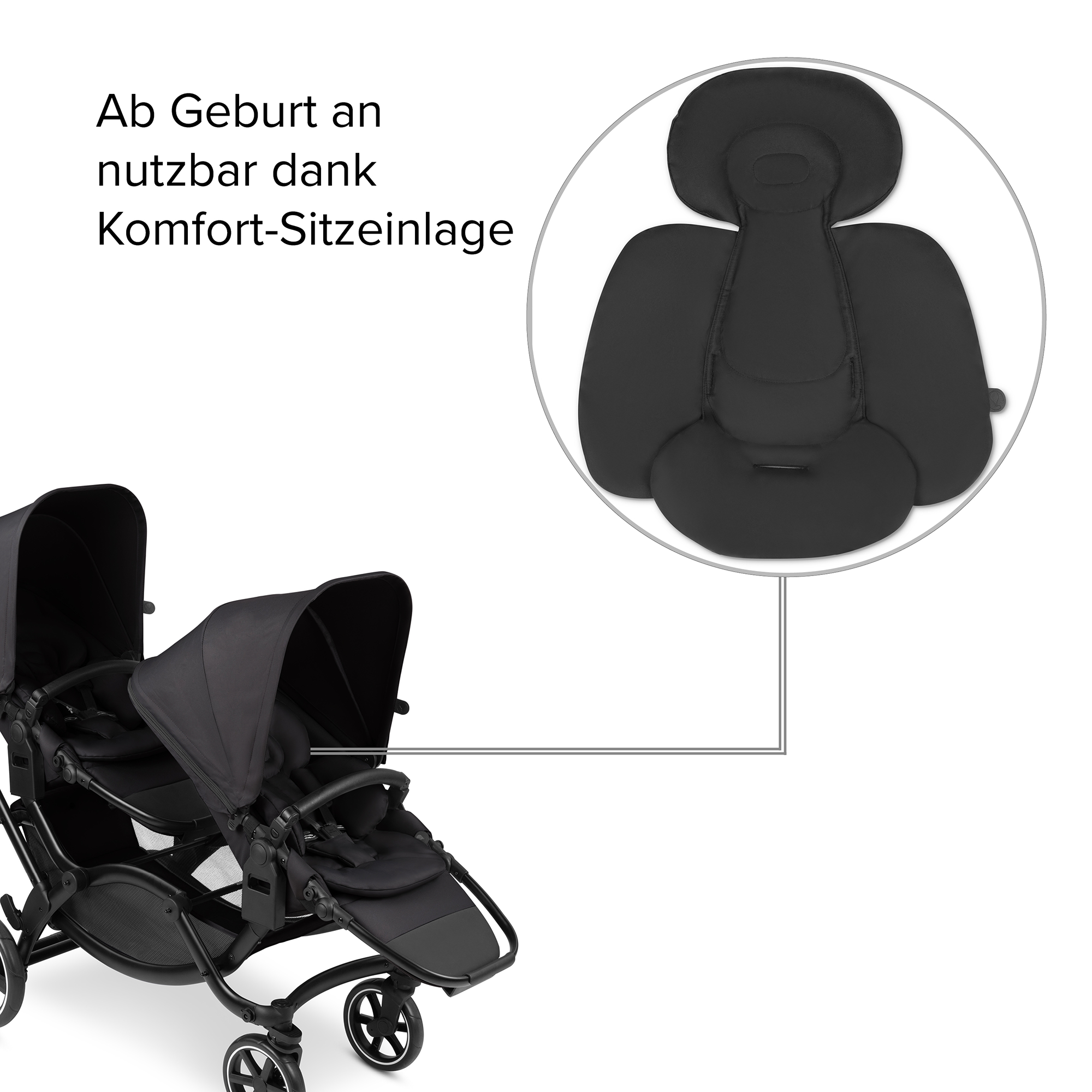 Zwillingswagen & Geschwisterwagen, ABC DESIGN, Schwarz – Produktansicht