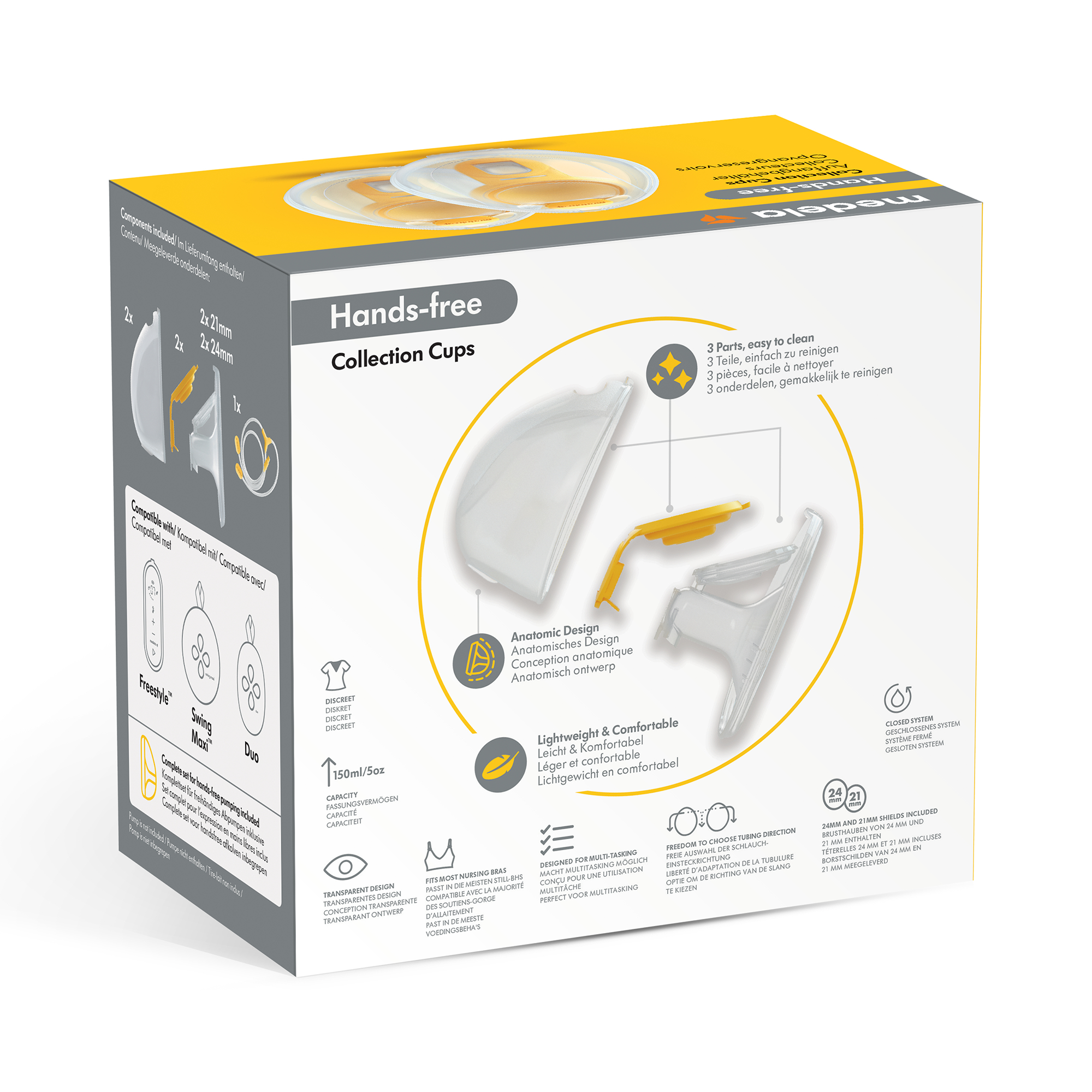 Hands Free Milchpumpen, medela, Gelb – Produktansicht