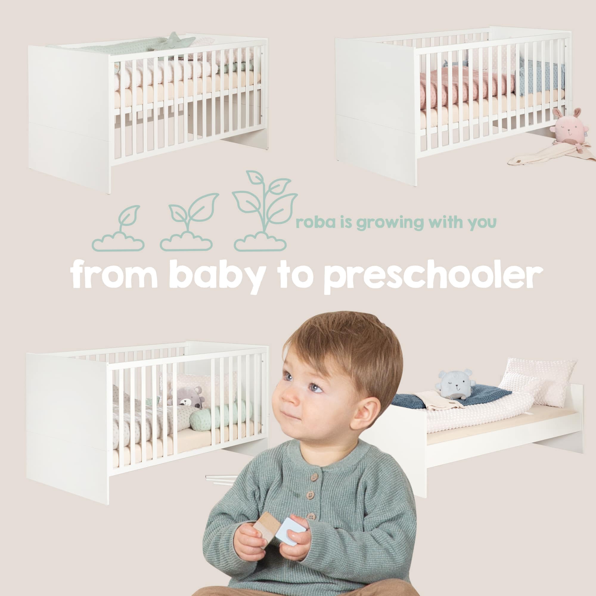 Gitterbetten, roba, Weiß – Produktansicht