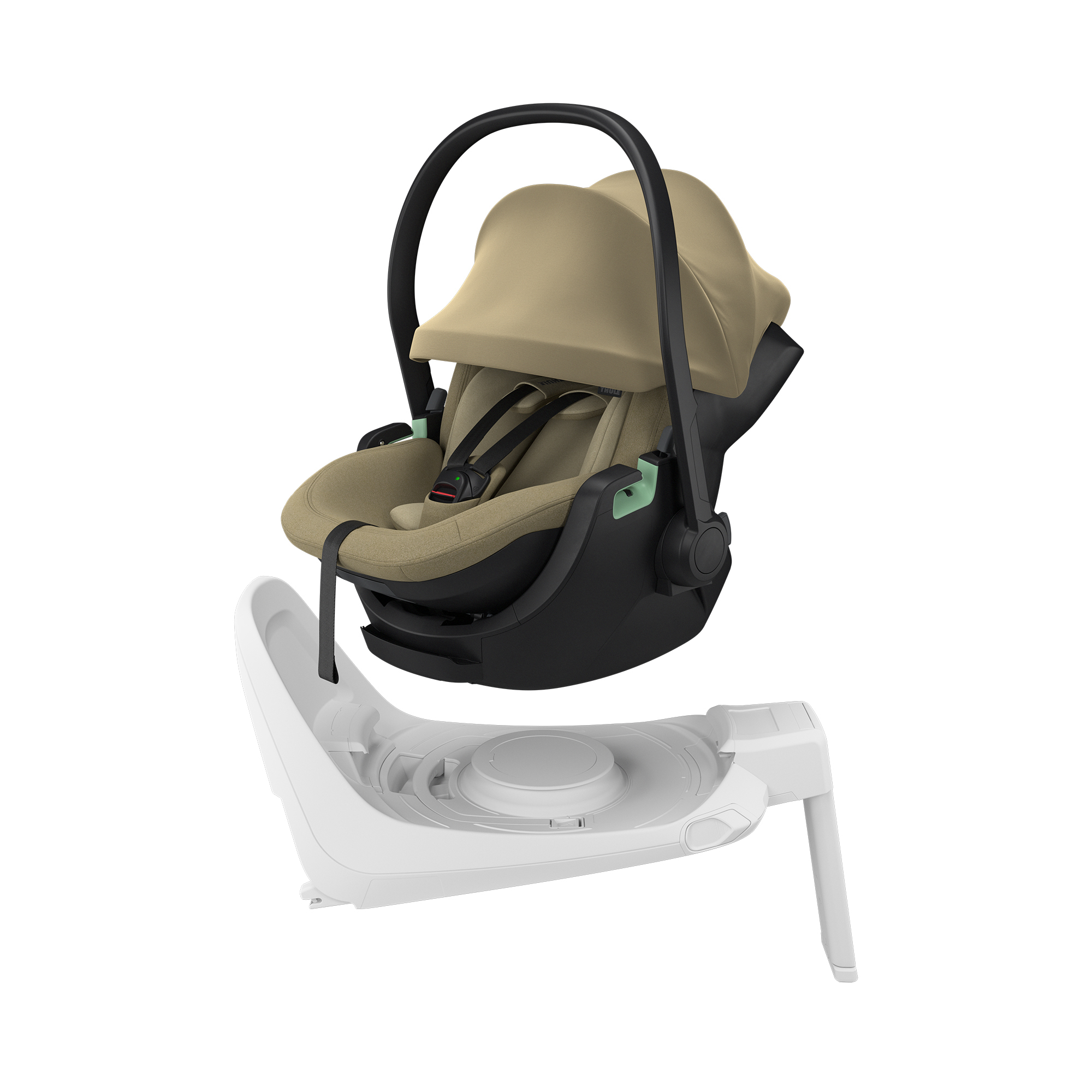 Babyschalen 0-13 kg, Gruppe 0+, THULE, Grün – Besonderheit: verfügt in Kombination mit der Thule Alfi ISOFIX-Basis über eine 180-Grad-Drehfunktion und eine EasyDock-Technologie
