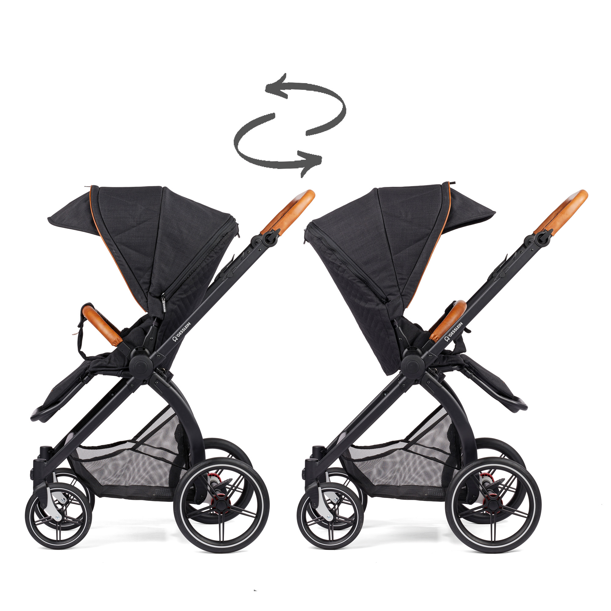 Kombi-Kinderwagen, GESSLEIN, Schwarz – Produktansicht