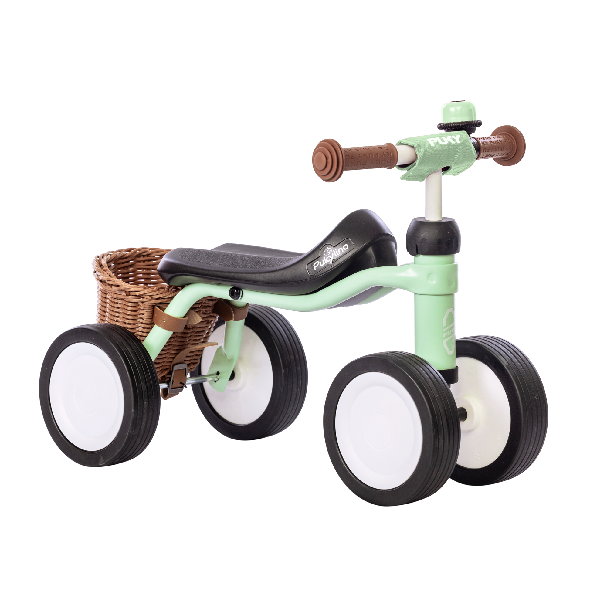 Pukylino, PUKY, Grün – Besonderheit: inklusive geflochtenem Korb und Drehring-Glocke