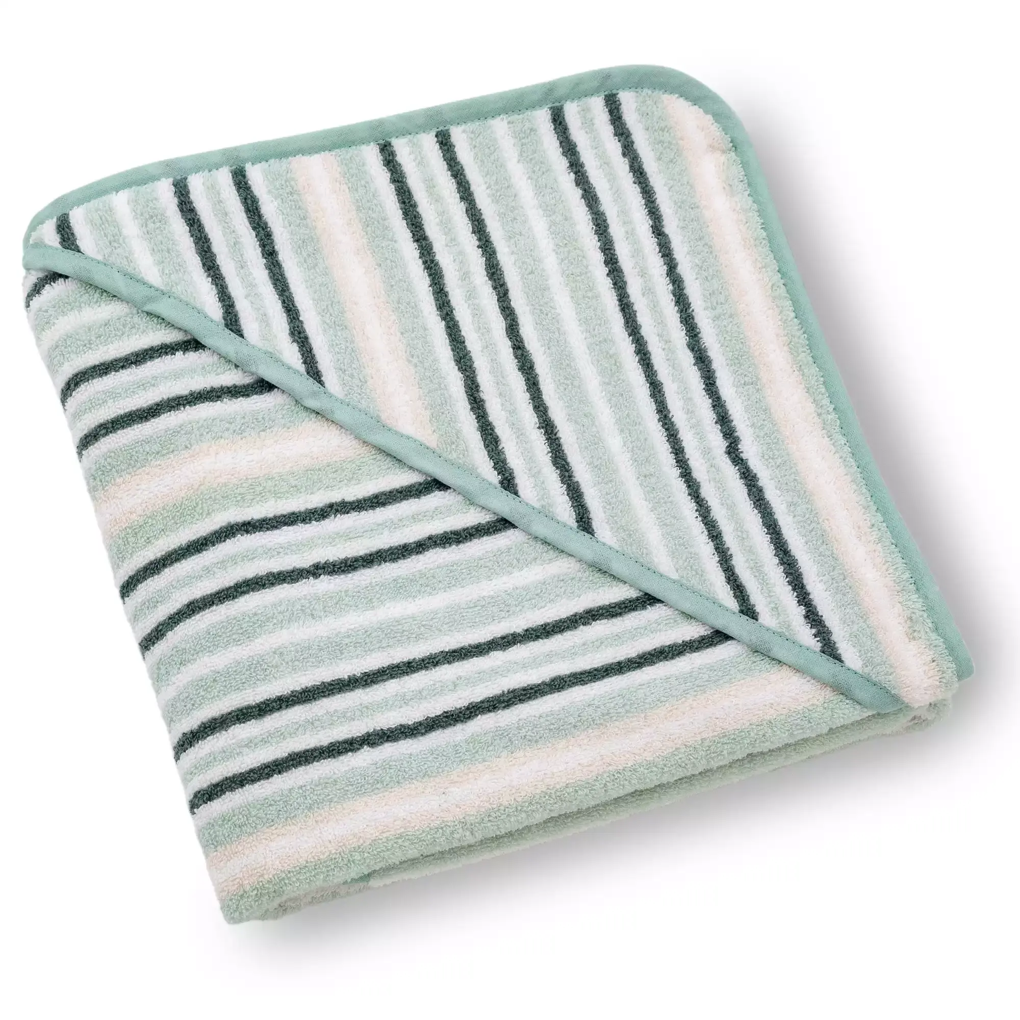 Kapuzenbadetuch Striped Depotex Grün 2000582370810 1