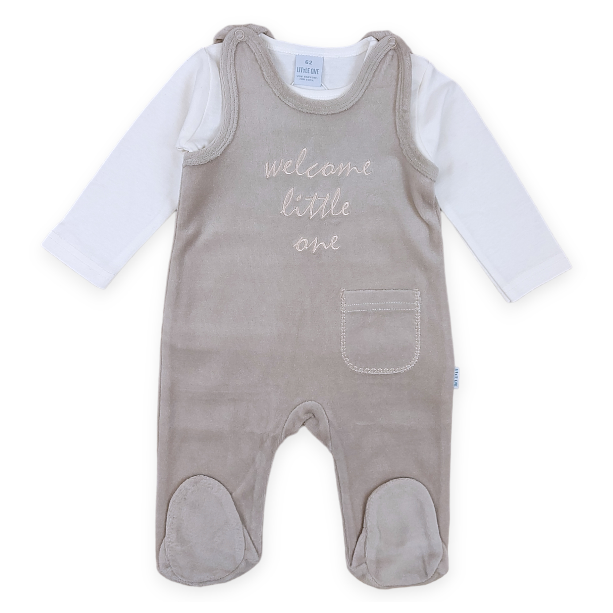 Sprüchestrampler welcome little one LITTLE ONE Beige M2000585071707 1