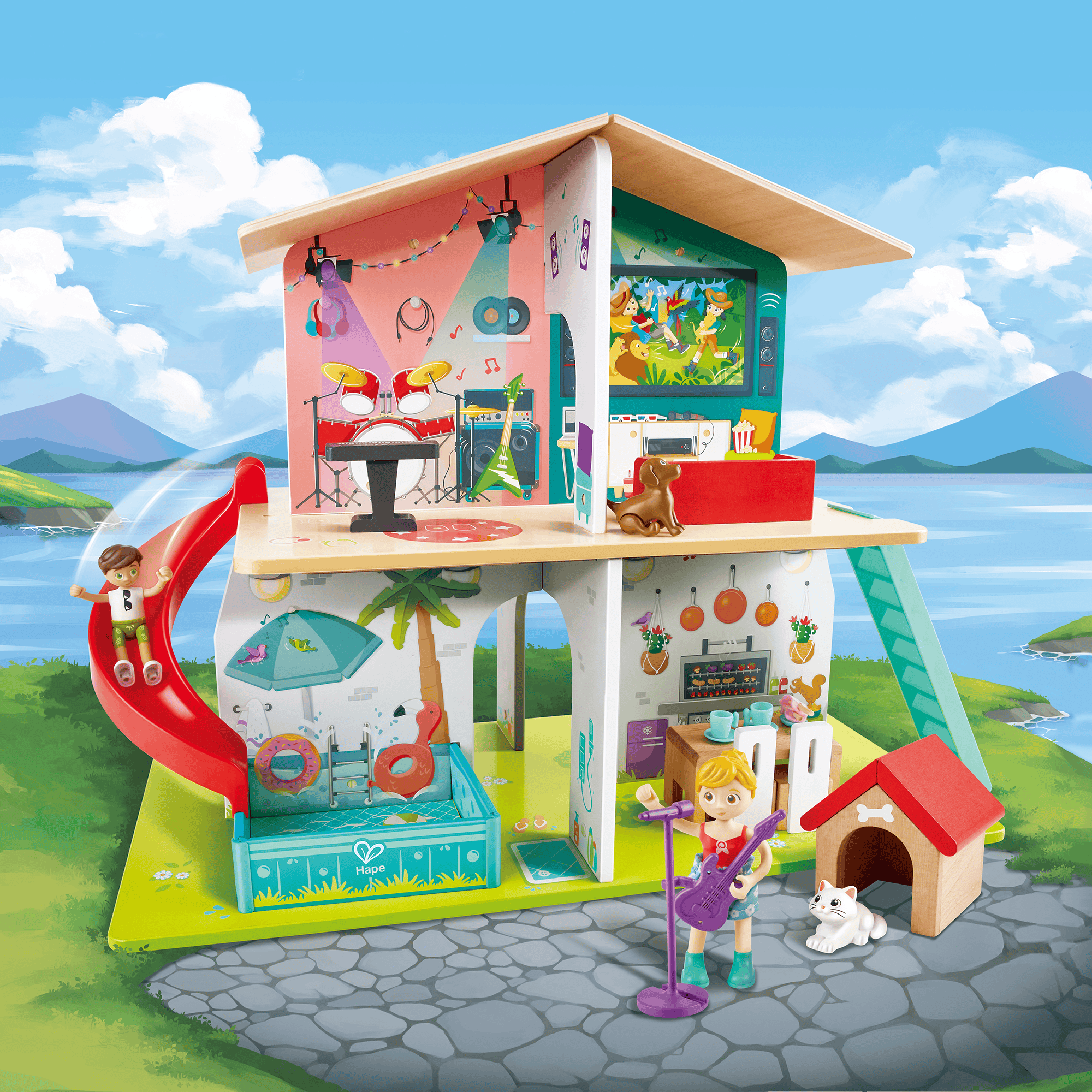 Puppen & Puppenwagen, Hape, Mehrfarbig – Produktansicht