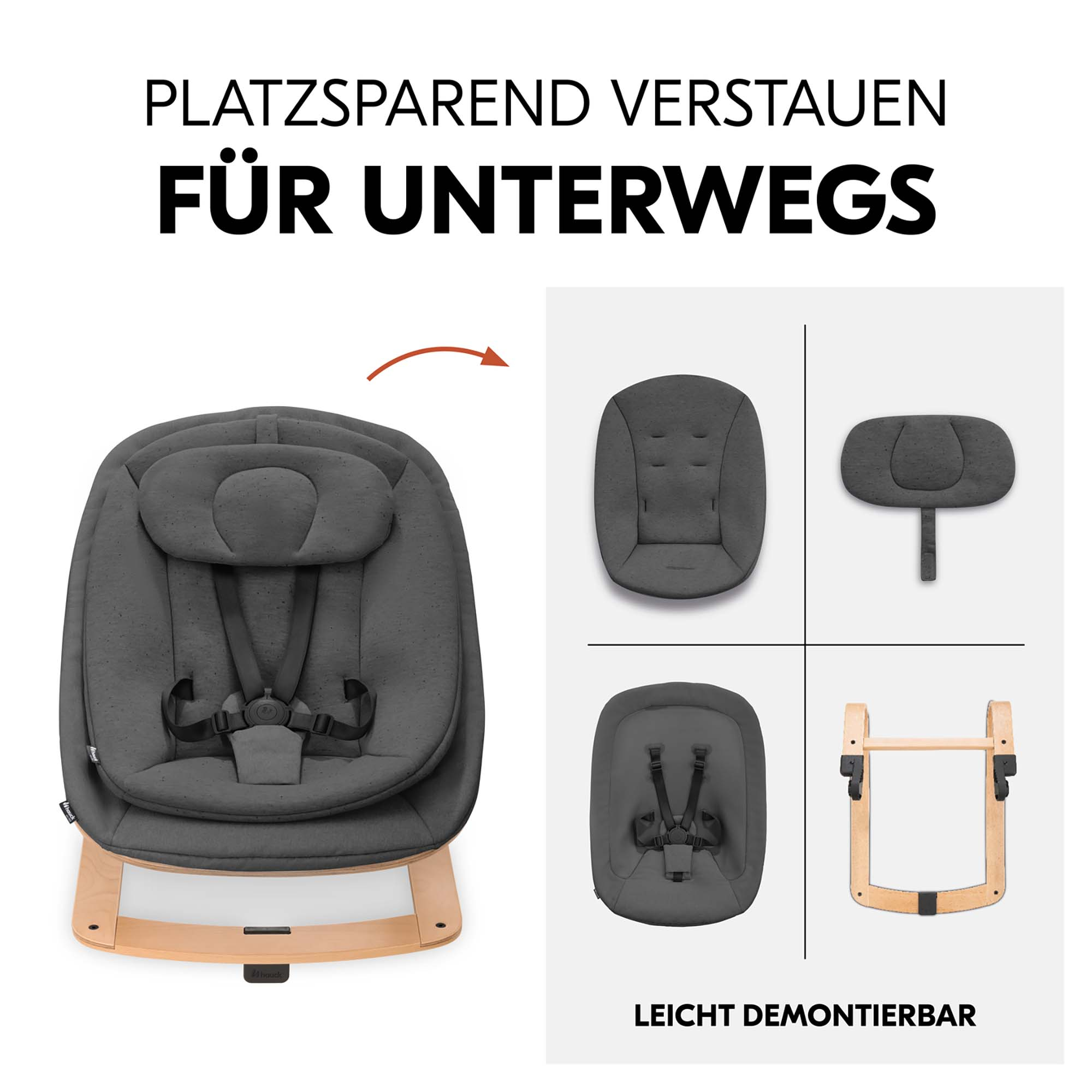 Treppenhochstühle, hauck, Grau – Besonderheit: Set bestehend aus Hochstuhl und Wippe