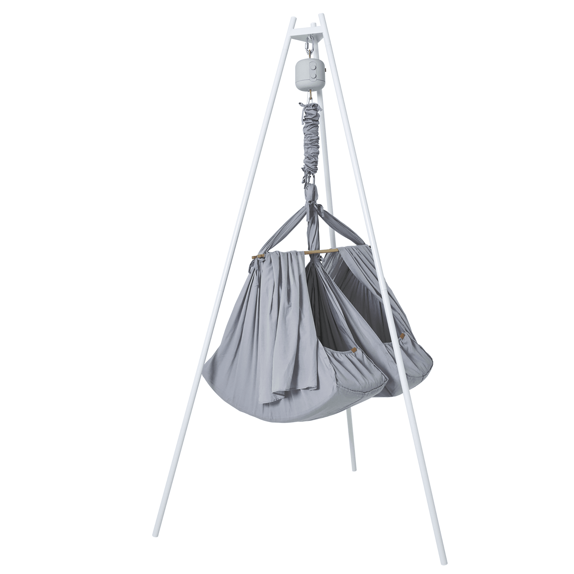 Produkte, MEMBANTU, Grau – Besonderheit: Set aus Federwiege Zwillinge Premium, Federwiegenständer und Federwiegenmotor
